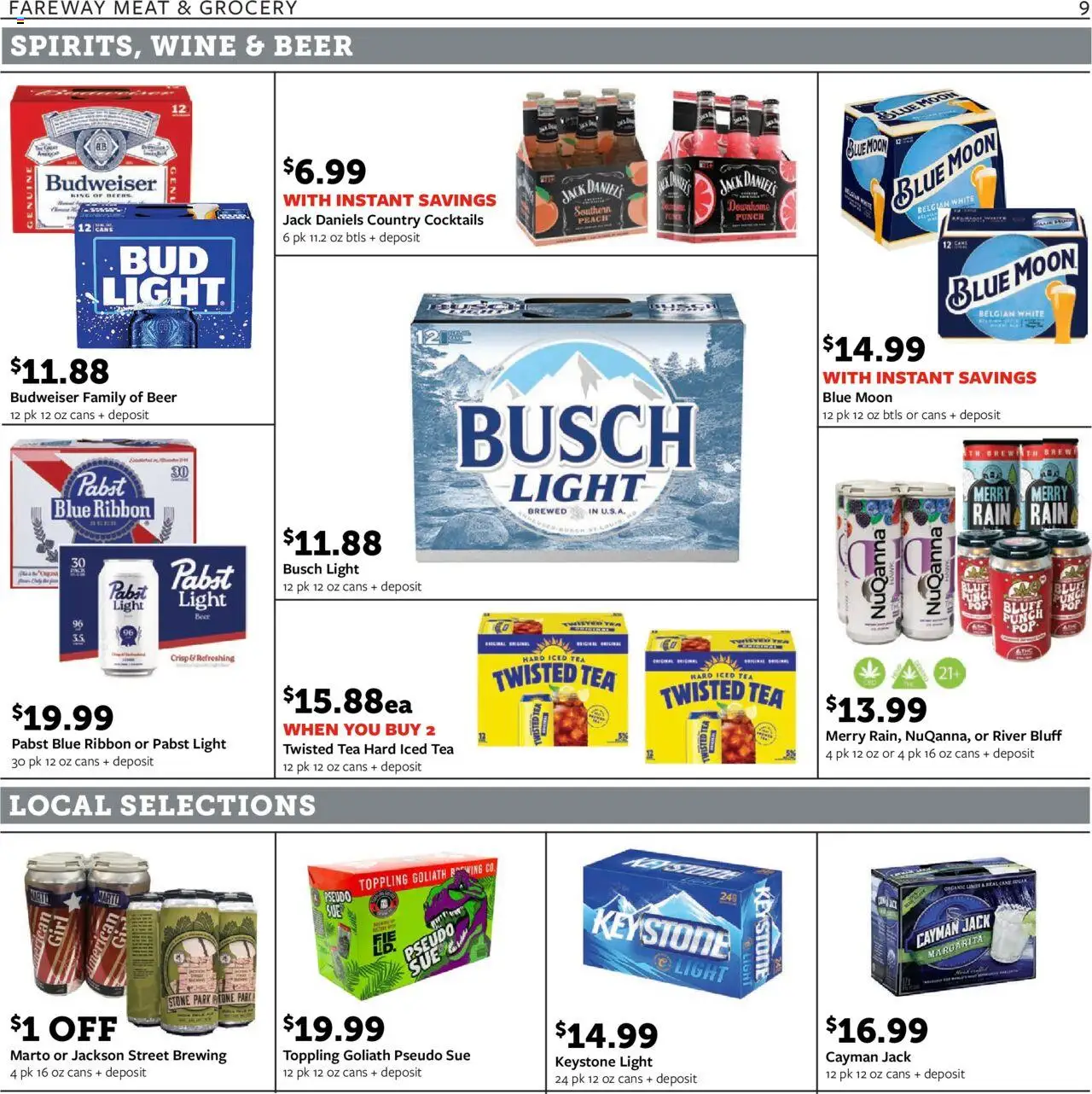 Fareway Weekly Ad - valid from 20.10.2025 | Page: 9 | Products: Wine, Tea, Sugar, Peach