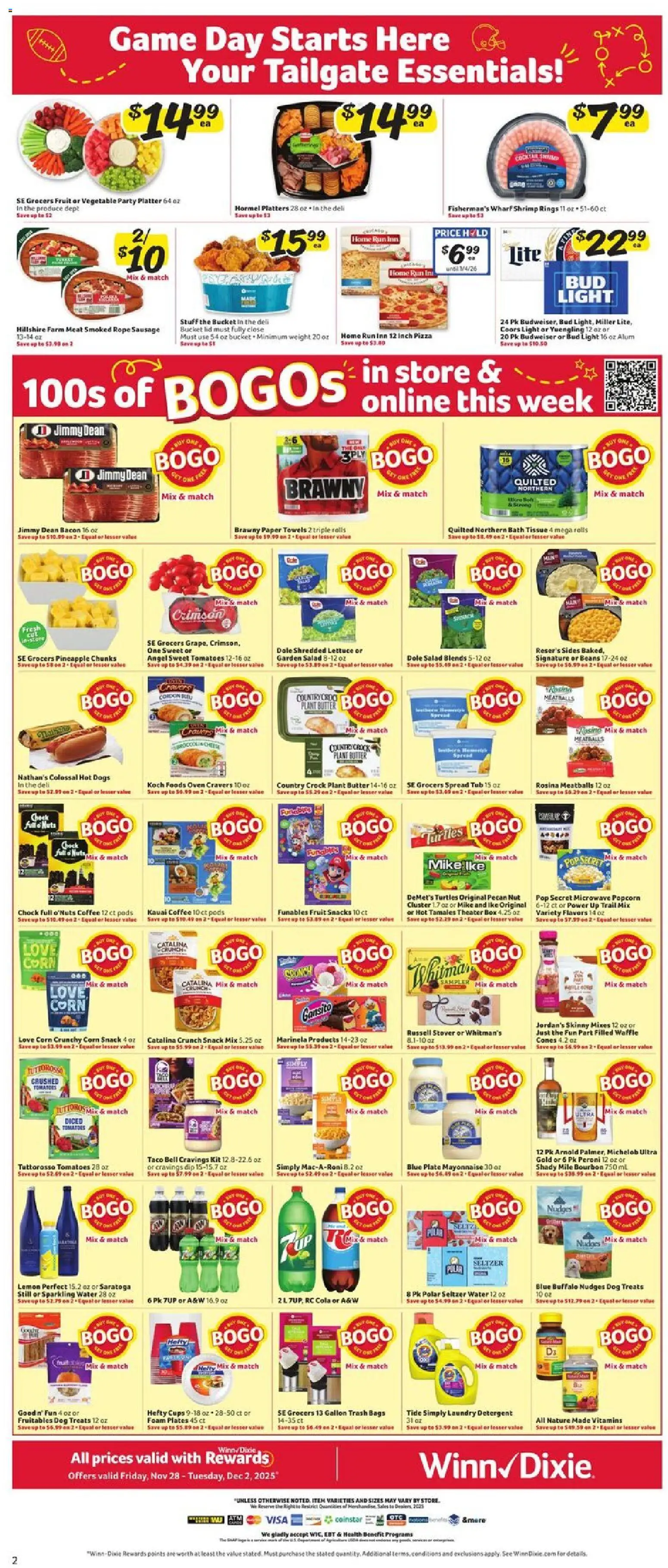 Winn Dixie Weekly Circular - FL - valid from 28.11.2025 | Page: 2 | Products: Salad, Water, Mayonnaise, Weight