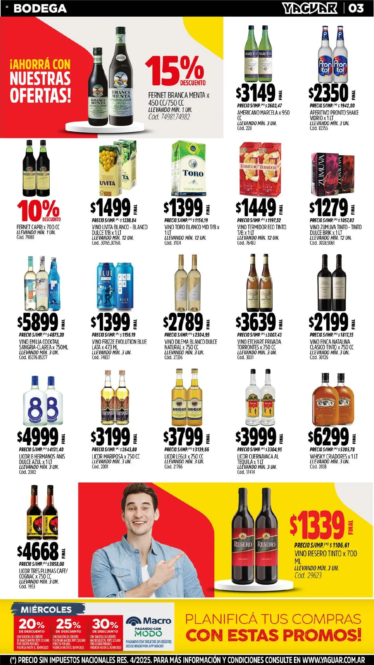 Yaguar - Mar del Plata │ válido desde el 08.09.2025 | Página: 5 | Productos: Whisky, Banco, Fernet, Vino