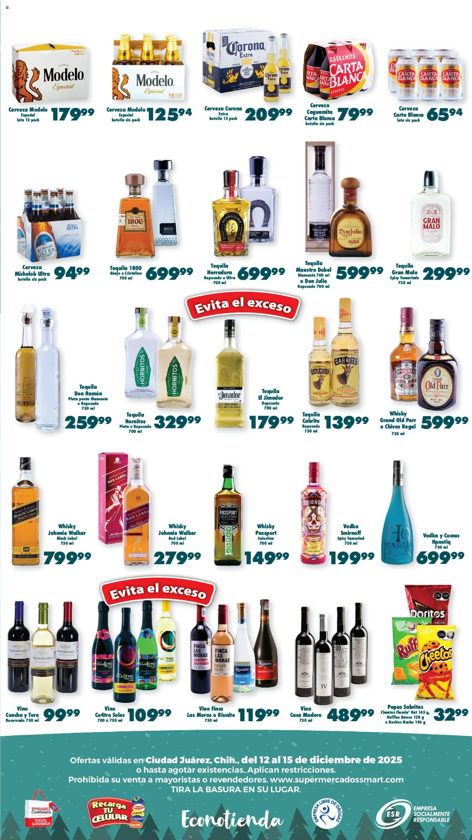 Nuevas ofertas de S-Mart válidas en toda la República Mexicana desde el 12.12.2025. ¡Encuentra las mejores ofertas en S-Mart folleto Ofertas de Feria Juárez! | Página: 3 | Productos: Cerveza, Botella, Té, Whisky