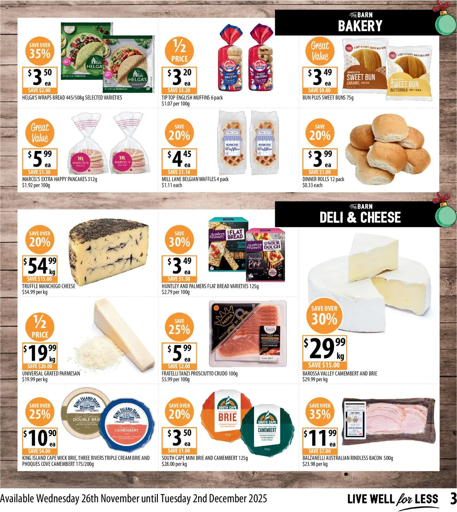 Supabarn catalogue - valid from 26.11.2025 | Page: 3 | Products: Dairy, Muffins, Waffles, Bakery