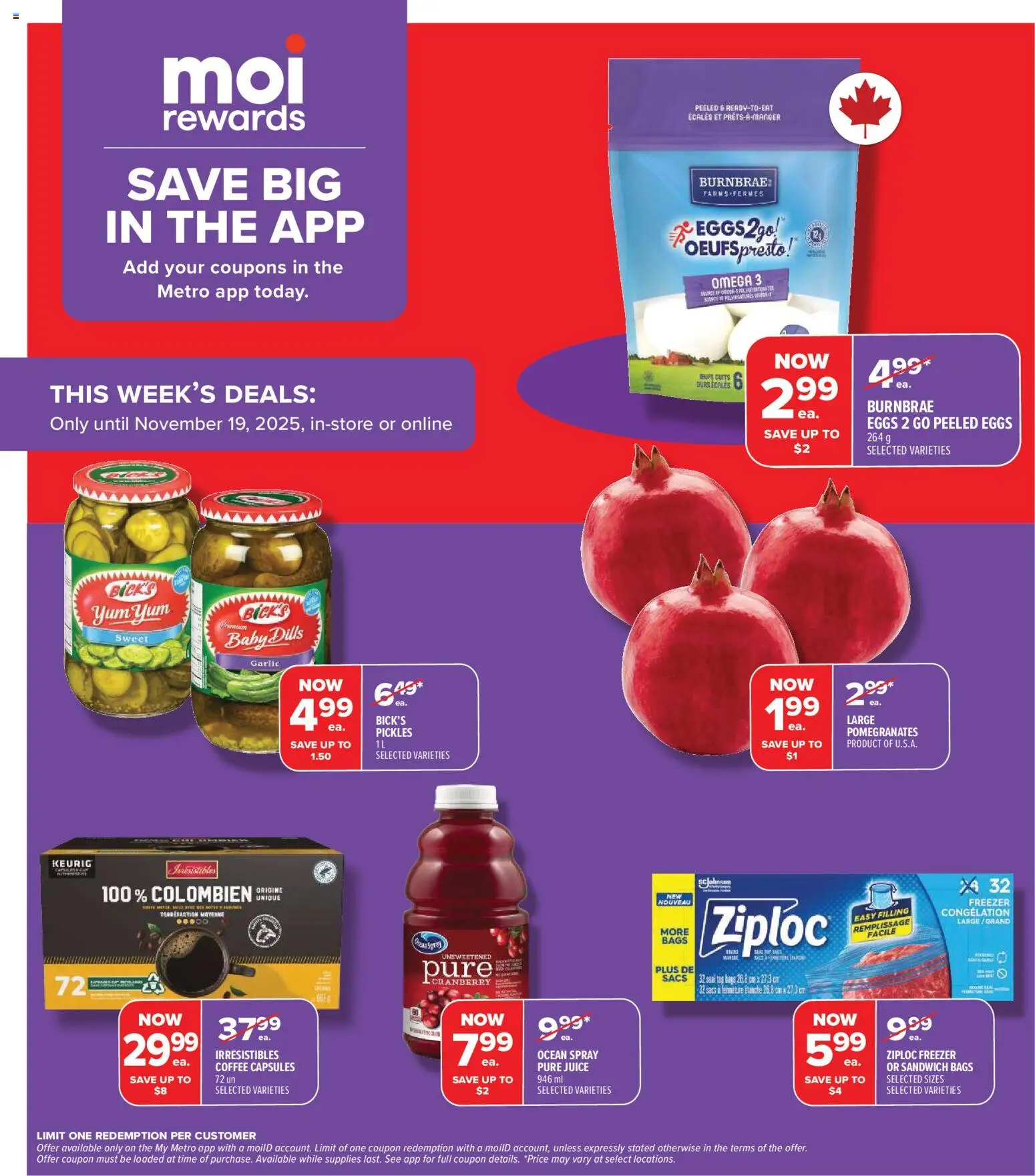Metro flyer valid from 13.11.2025 | Page: 5 | Products: Freezer, Eggs, Coffee, Juice