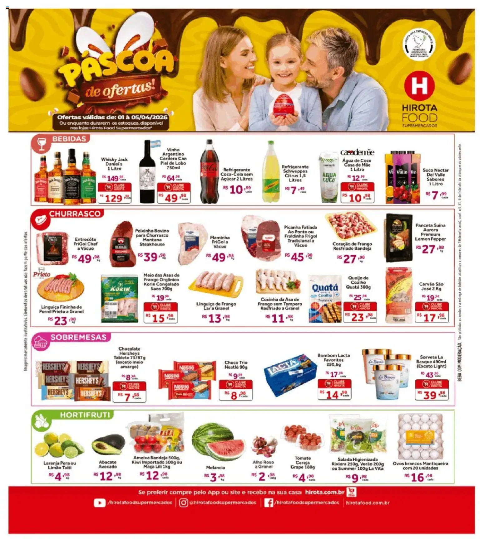 Hirota Food Folheto - válido de 01.04.2026 | Página: 1 | Produtos: Whisky, Fraldinha, Sorvete, Bandeja