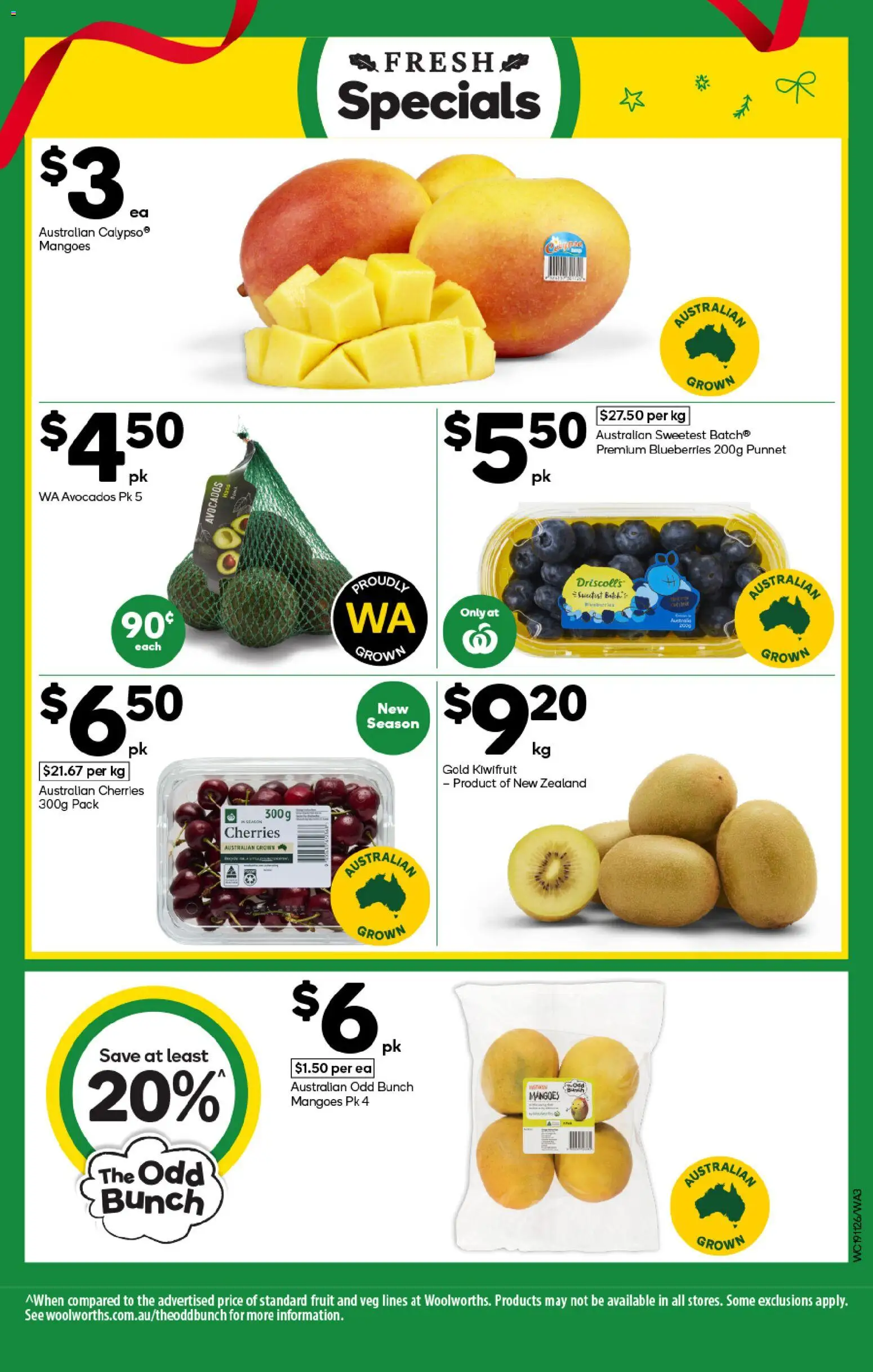 Woolworths catalogue - valid from 19.11.2025 | Page: 3 | Products: Cherries, Kiwifruit, Blueberries