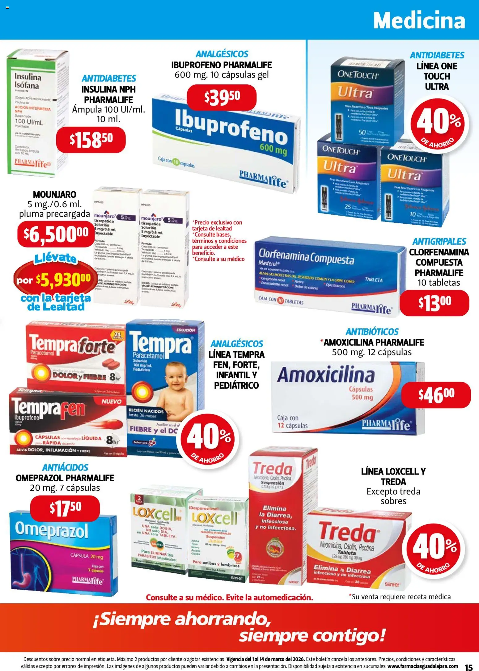 Nuevas ofertas de Farmacia Guadalajara válidas en toda la República Mexicana desde el 01.03.2026. ¡Encuentra las mejores ofertas en Farmacia Guadalajara catálogo! | Página: 15 | Productos: Frasco, Caja, Tableta, Sobre