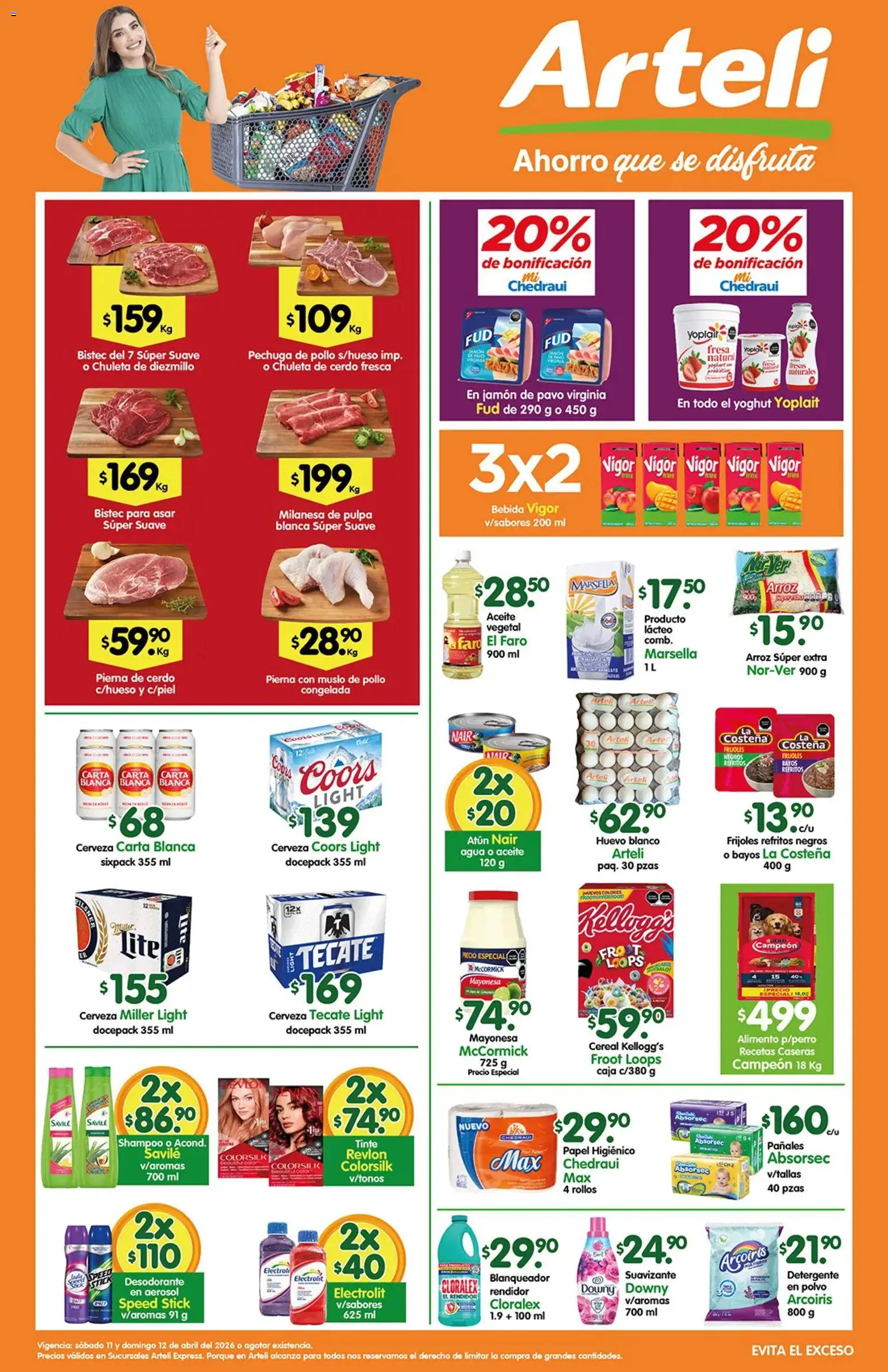 Nuevas ofertas de Arteli válidas en toda la República Mexicana desde el 11.04.2026. ¡Encuentra las mejores ofertas en Arteli folleto Express! | Página: 1 | Productos: Desodorante, Atún, Cerdo, Papel higiénico