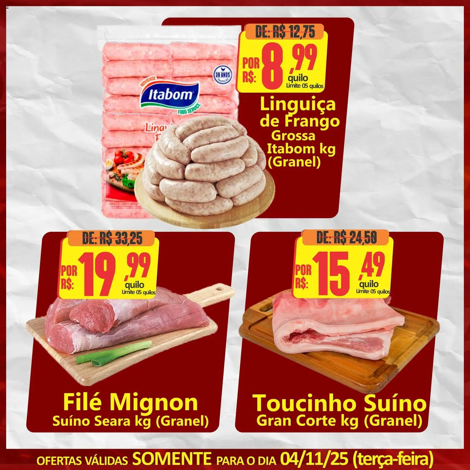 Big Supermercados Folheto - válido de 04.11.2025 | Página: 3 | Produtos: Linguiça, Filé mignon, Frango