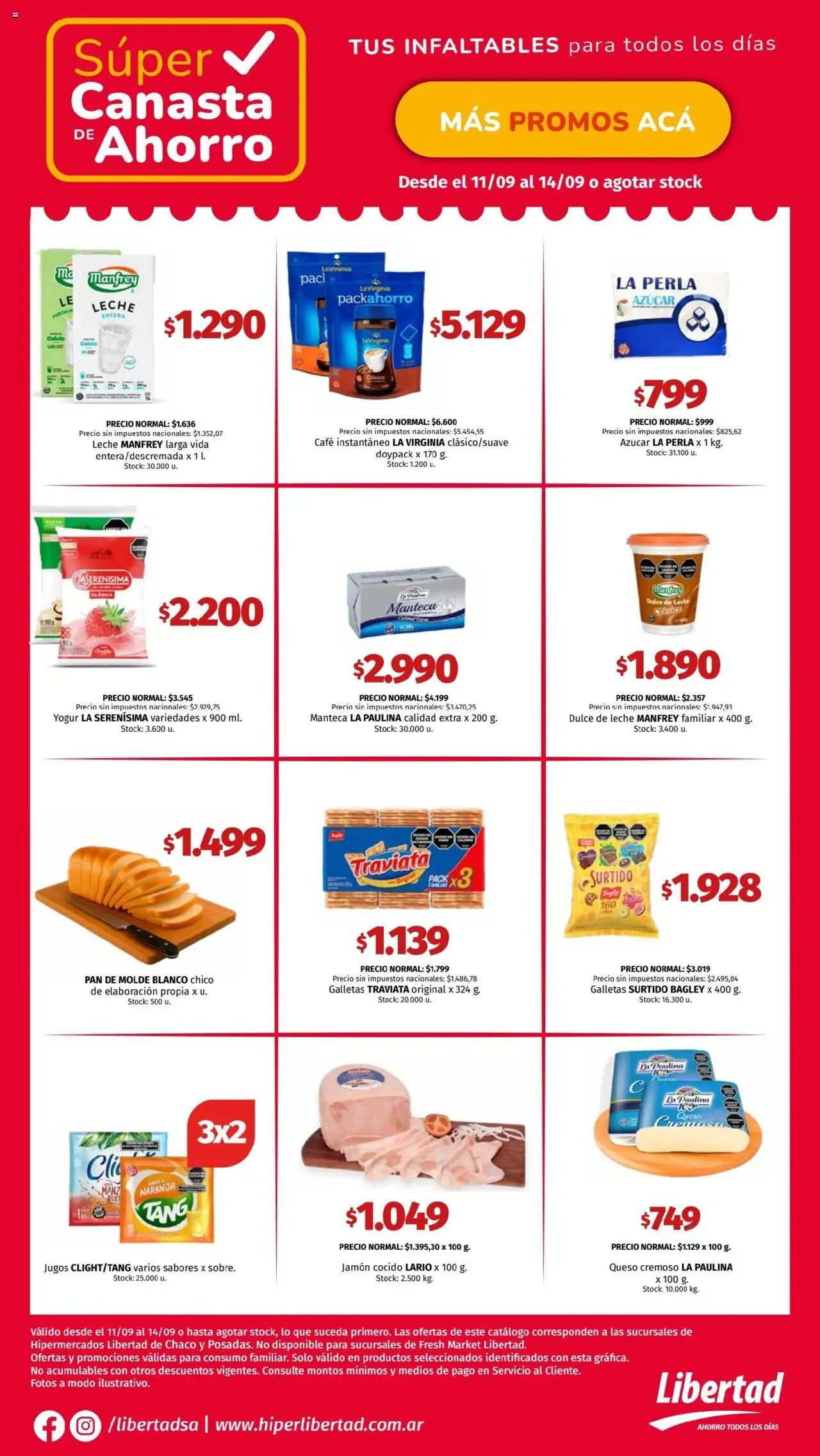 Hipermercado Libertad - Canasta - NEA │ válido desde el 11.09.2025 | Página: 3 | Productos: Leche, Queso, Café, Jamón