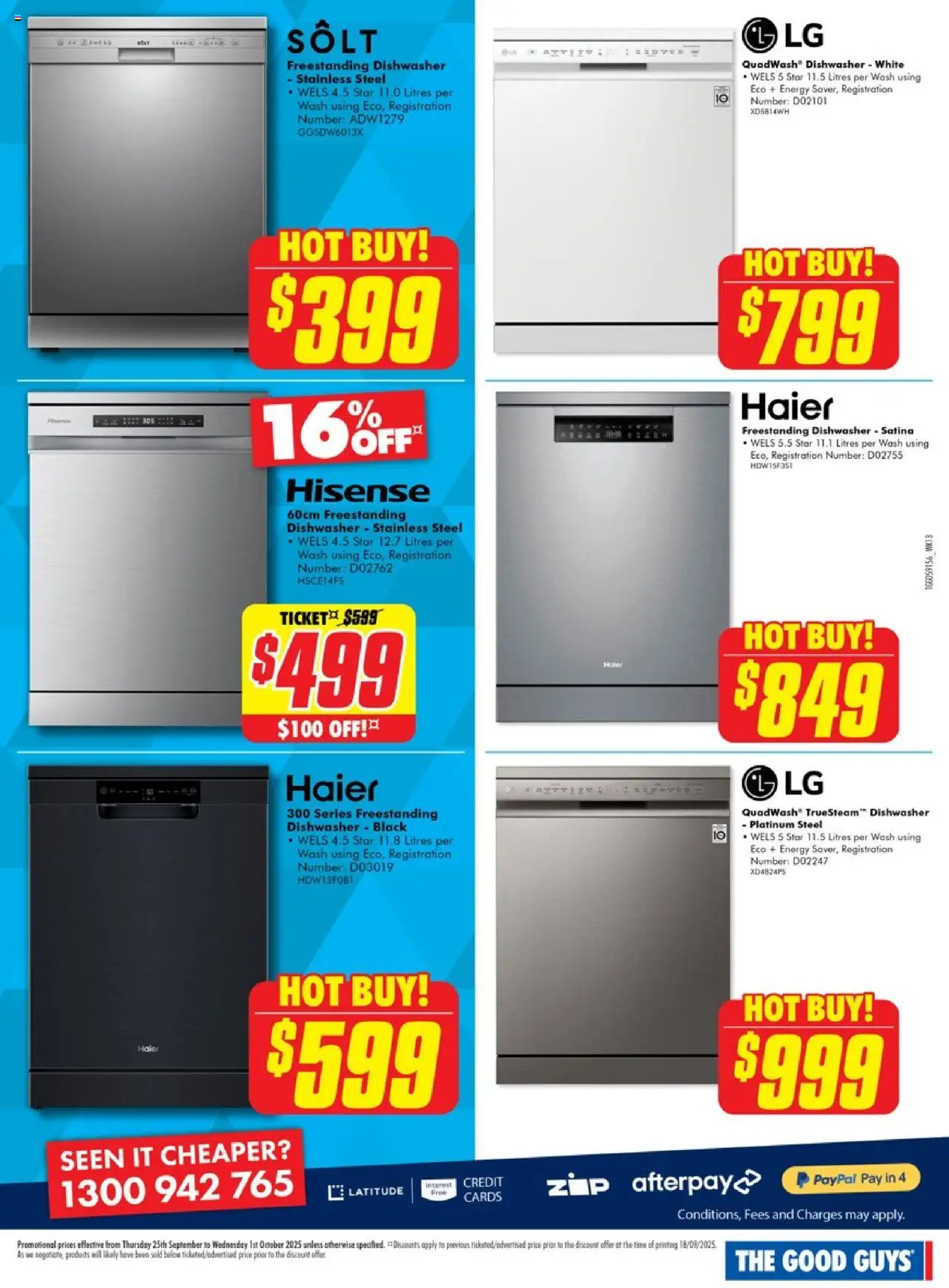 The Good Guys catalogue - valid from 24.09.2025 | Page: 5 | Products: Dishwasher
