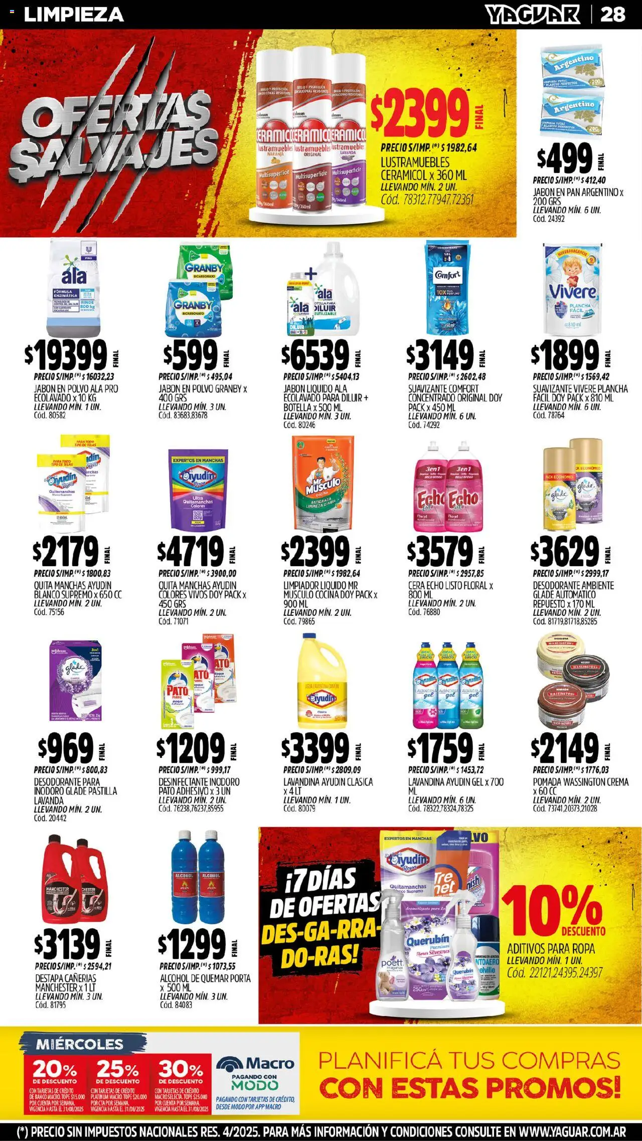 Yaguar - Neuquén │ válido desde el 11.08.2025 | Página: 16 | Productos: Lavandina, Botella, Brillo, Suavizante