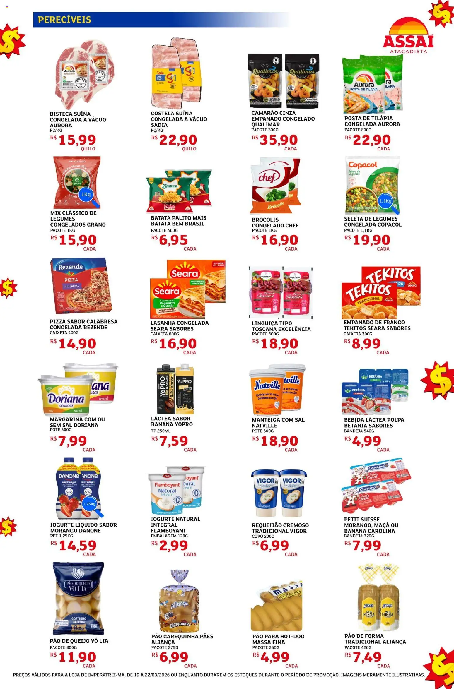 Assaí Atacadista ofertas - MA Folheto - válido de 19.03.2026 | Página: 3 | Produtos: Manteiga, Pão de forma, Brócolis, Frango