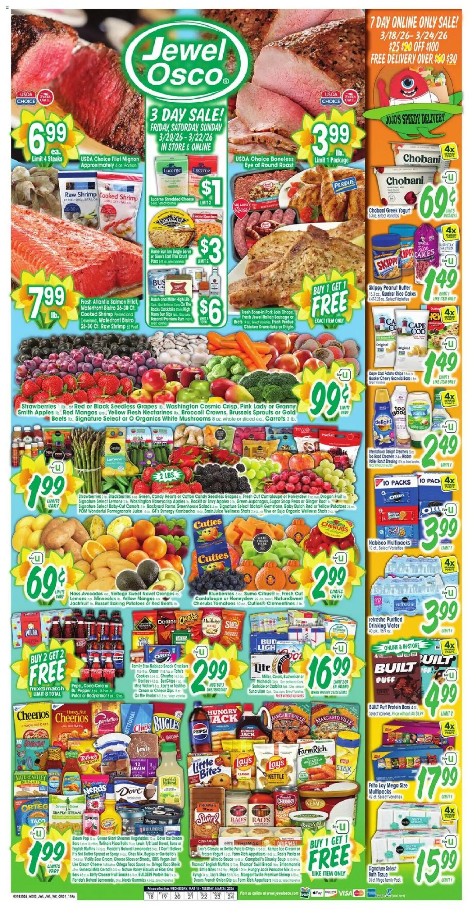 Jewel Osco Weekly Ad - IL - valid from 18.03.2026 | Page: 1 | Products: Yogurt, Water, Grapes, Onion