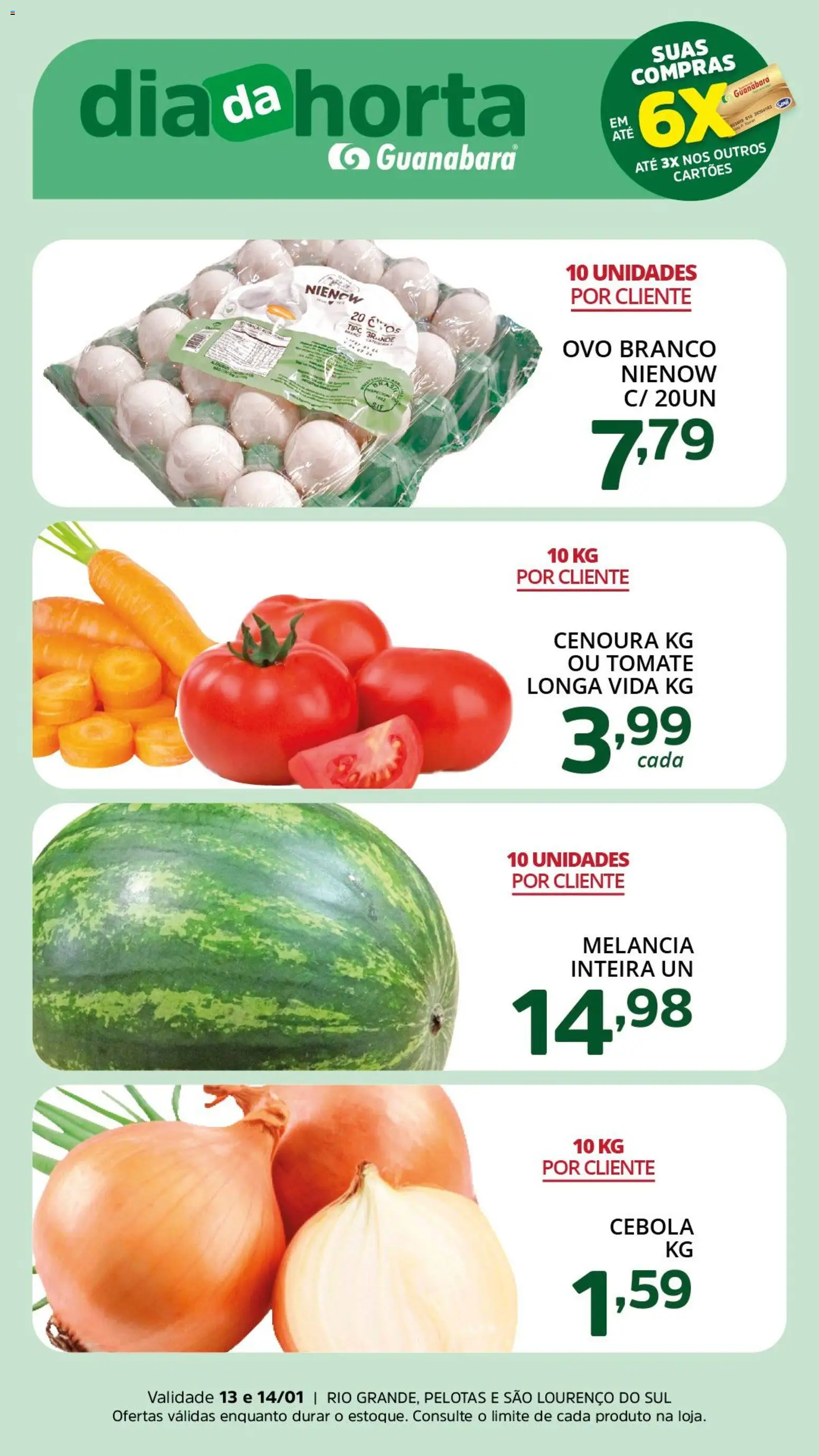 Supermercado Guanabara Folheto - válido de 13.01.2026 | Página: 2 | Produtos: Melancia, Cebola, Cenoura
