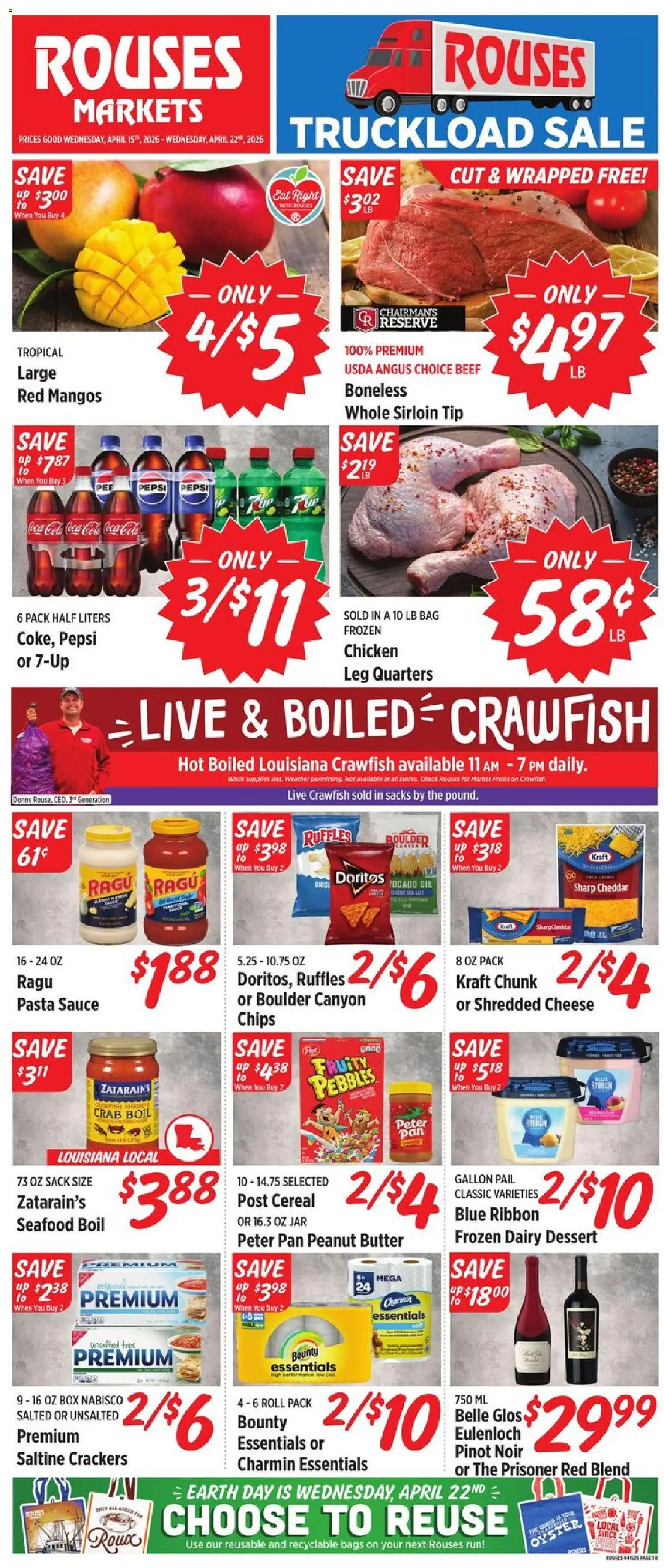 Rouses Weekly Ad - LA - valid from 15.04.2026 | Page: 1 | Products: Box, Butter, Pasta, Bag