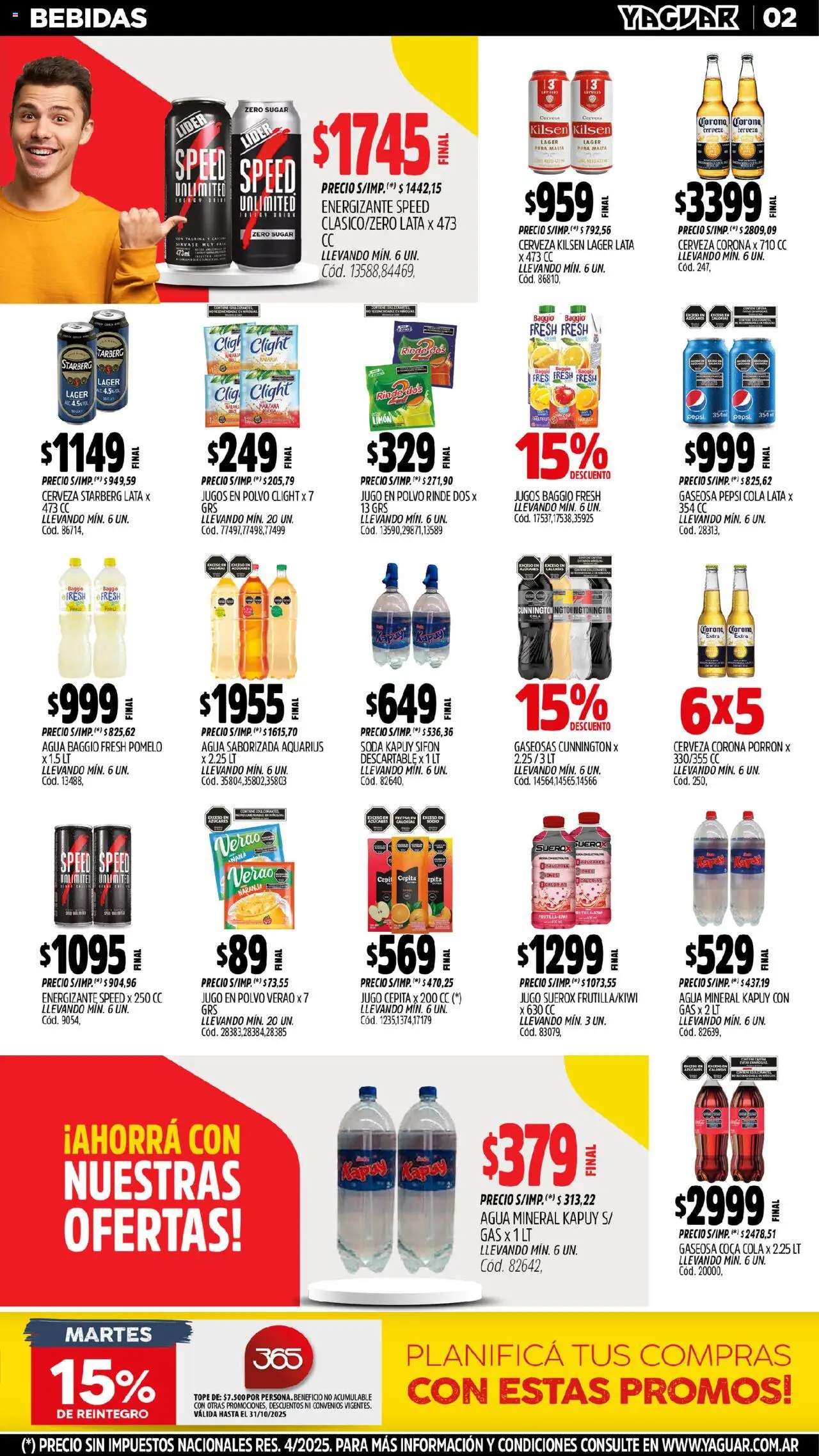 Yaguar - Chaco │ válido desde el 13.10.2025 | Página: 2 | Productos: Soda, Agua, Limón, Jugo