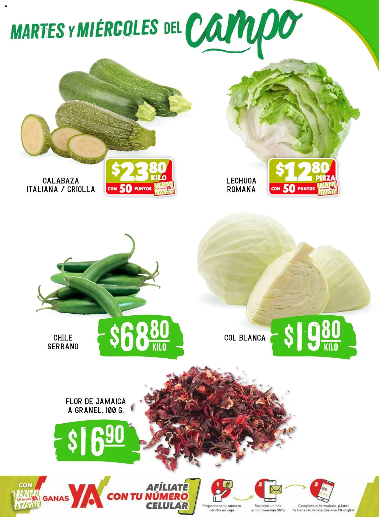 Nuevas ofertas de Soriana válidas en toda la República Mexicana desde el 14.04.2026. ¡Encuentra las mejores ofertas en Soriana Martes y Miércoles del Campo Súper: Ver, Tab, Chis, Camp, Yuc y Q. Roo! | Página: 3 | Productos: Col, Lechuga, Moño, Caja