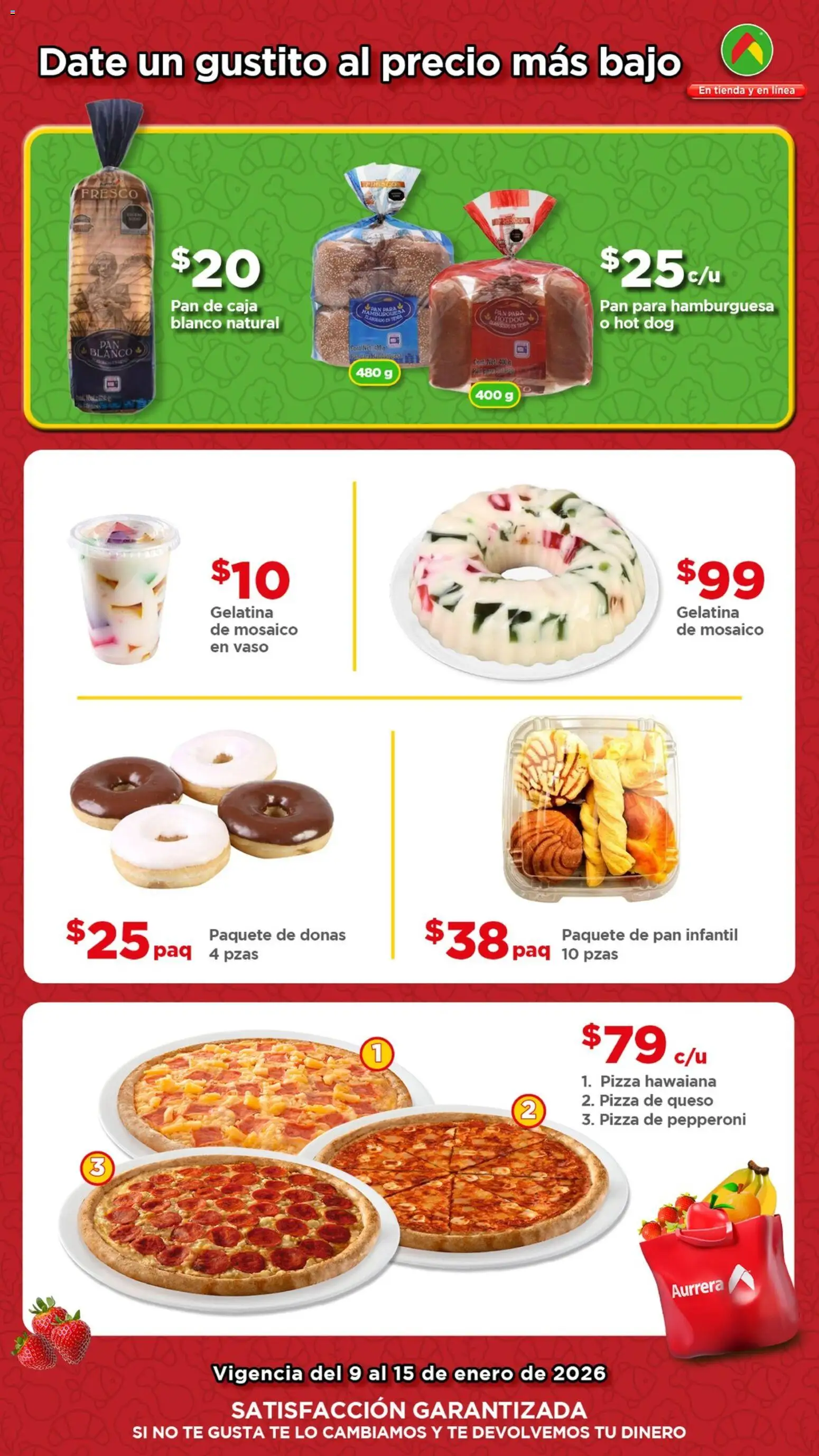 Nuevas ofertas de Bodega Aurrerá válidas en toda la República Mexicana desde el 09.01.2026. ¡Encuentra las mejores ofertas en Bodega Aurrerá folleto Ofertas! | Página: 3 | Productos: Gelatina, Queso, Pan, Pizza