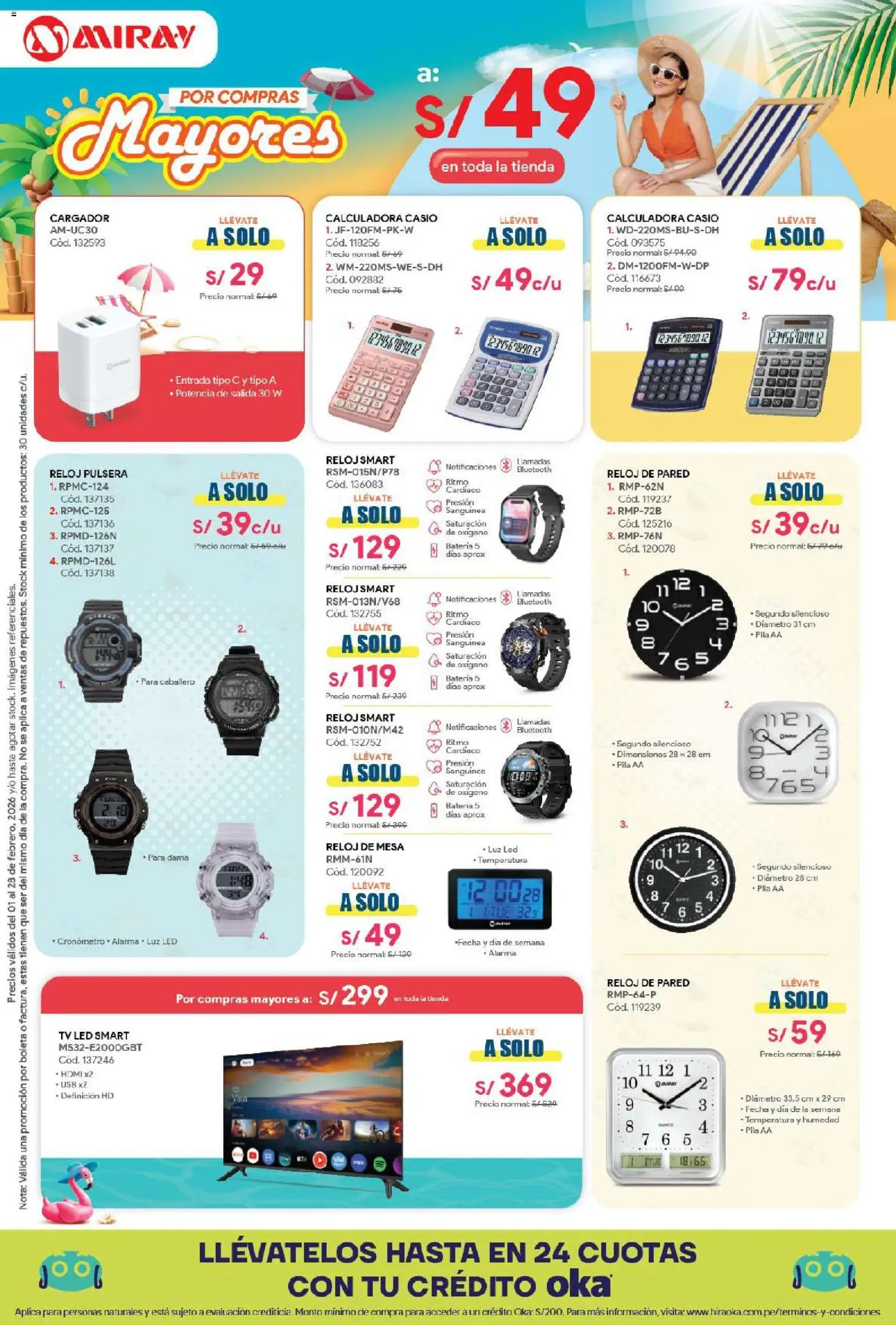 Catálogo Hiraoka válido desde 01.02.2026 | Página: 1 | Productos: Mesa, Batería, Reloj, Calculadora