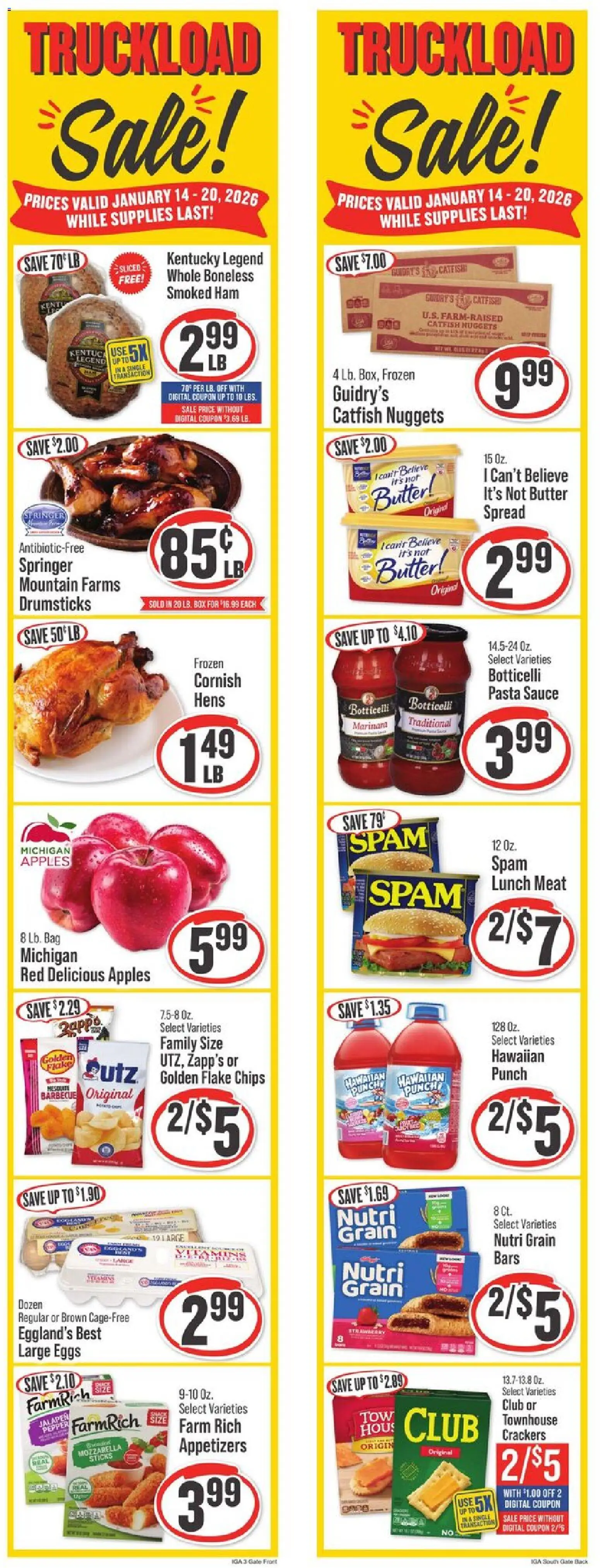 IGA Weekly Ad - valid from 14.01.2026 | Page: 2 | Products: Butter, Ham, Pasta, Sauce