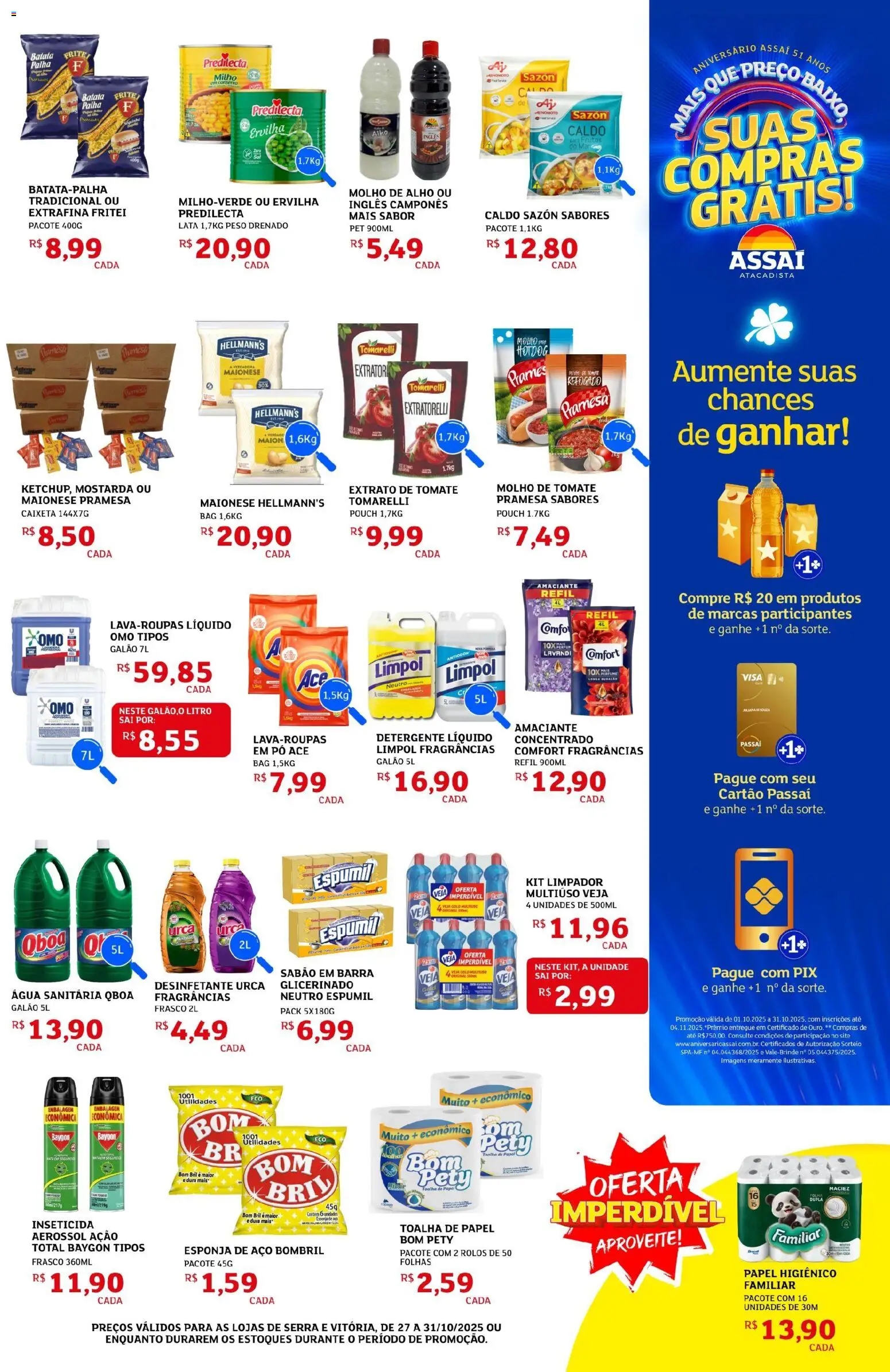 Assaí Atacadista Folheto - válido de 27.10.2025 | Página: 7 | Produtos: Ervilha, Esponja de aço, Maionese, Água sanitária