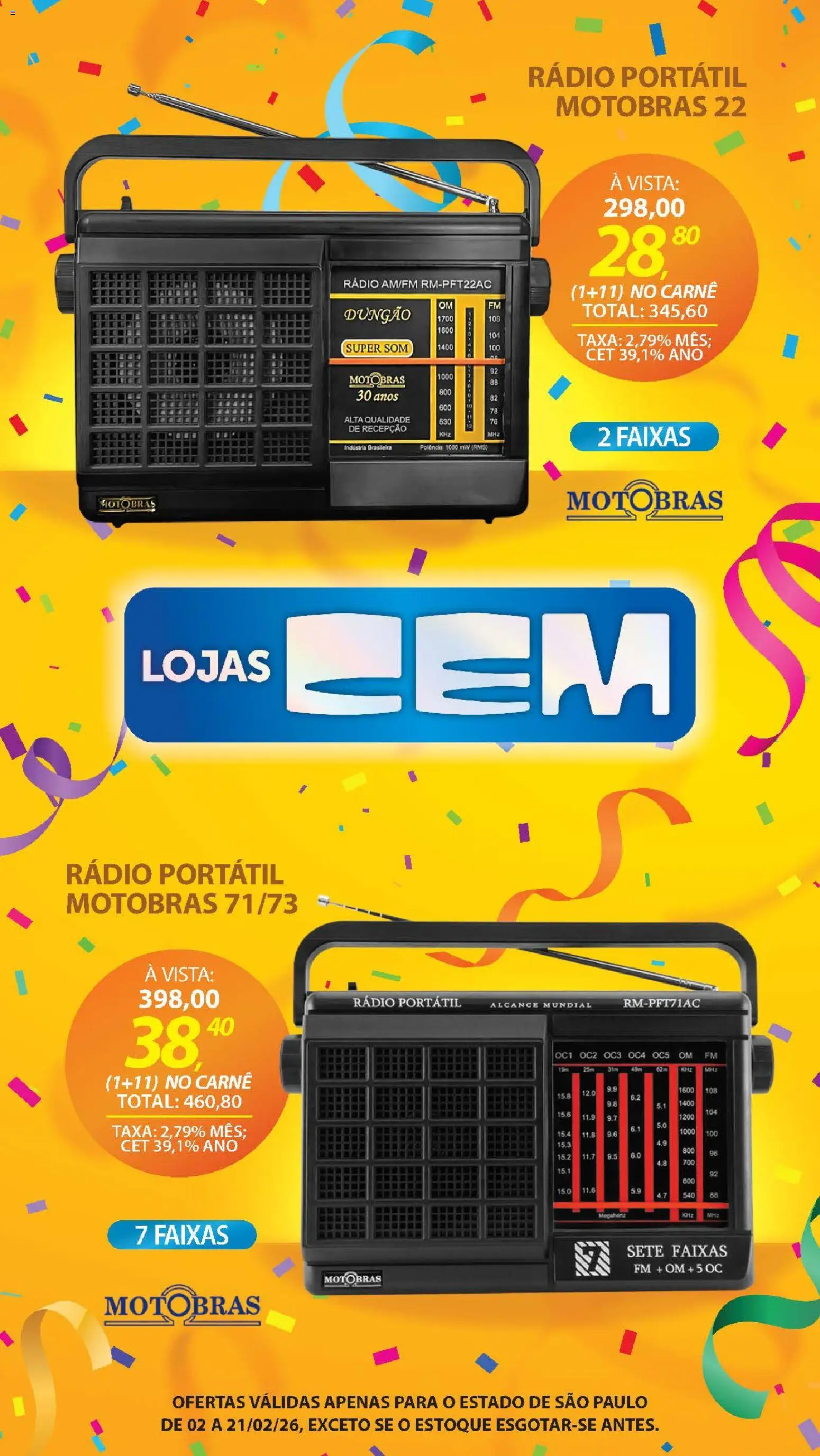 Lojas Cem Folheto - válido de 02.02.2026 | Página: 53 | Produtos: Carne, Rádio