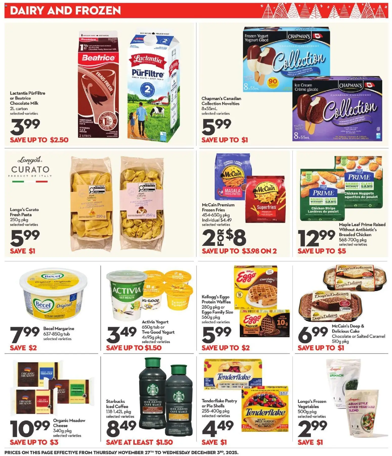 Longo's flyer valid from 27.11.2025 | Page: 16 | Products: Ice cream, Milk, Coffee, Chocolate