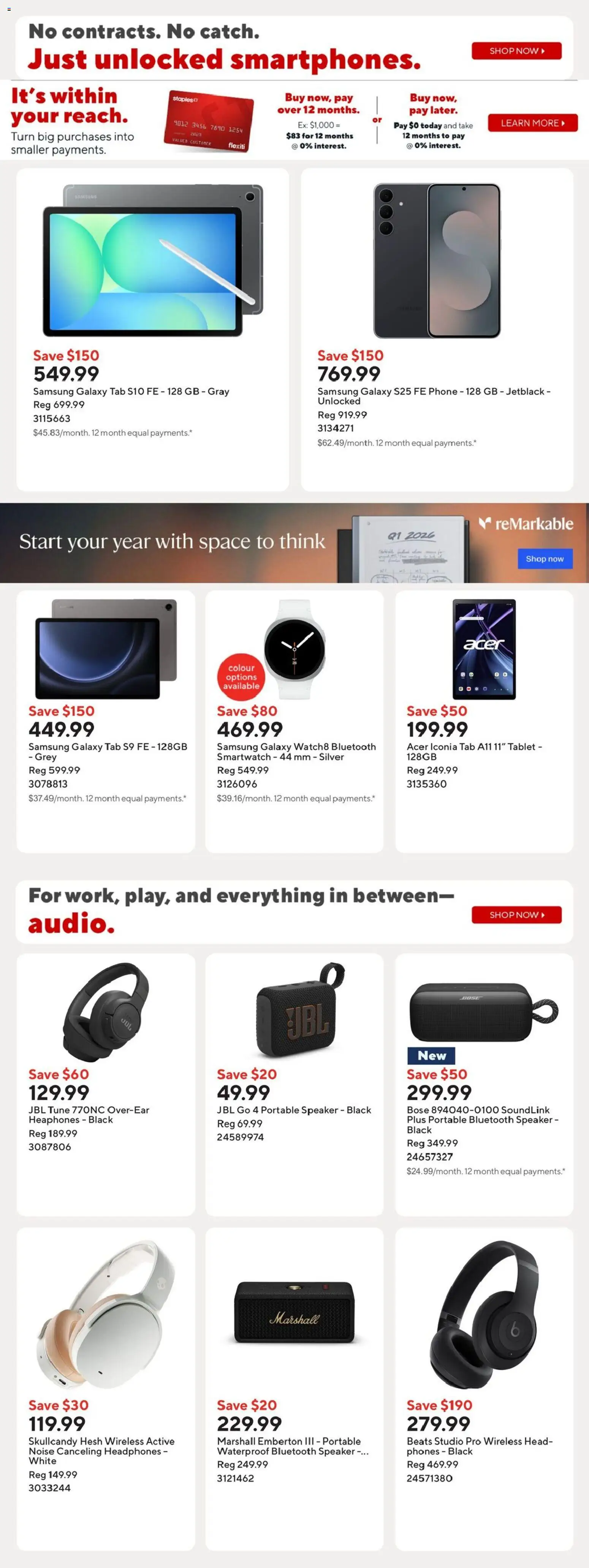 Staples flyer valid from 13.02.2026 | Page: 10 | Products: Phone, Tablet, Headphones, Speaker