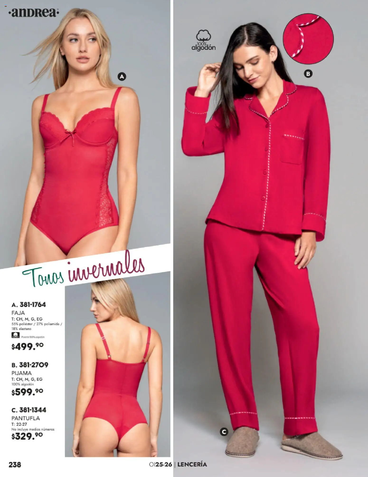 Nuevas ofertas de Andrea válidas en toda la República Mexicana desde el 26.11.2025. ¡Encuentra las mejores ofertas en Andrea catálogo Lancería, Vestir Interior otoño 2025! | Página: 74 | Productos: Pijama, Algodón, Lenceria, Faja