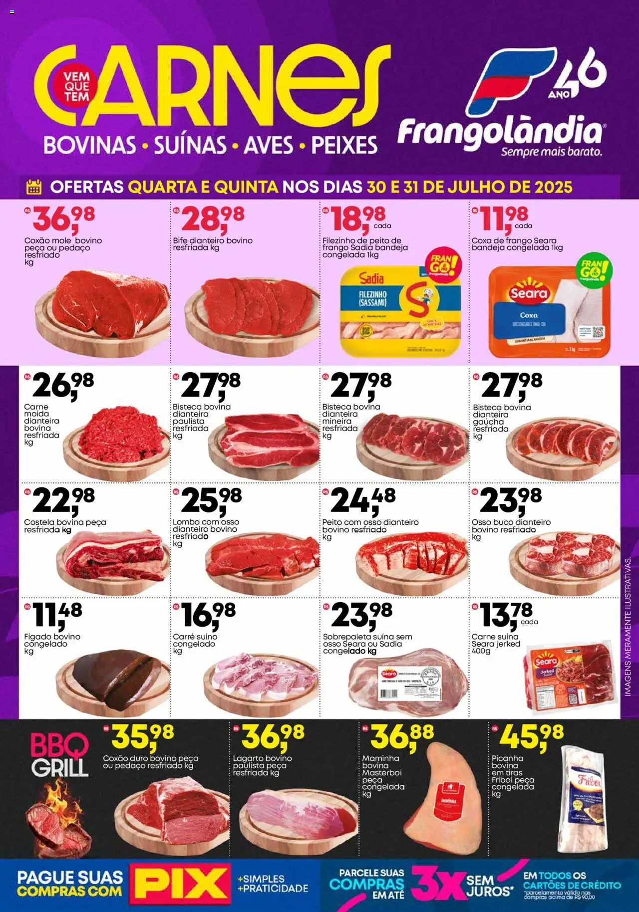 Frangolândia Folheto - válido de 30.07.2025 | Página: 1 | Produtos: Maminha, Picanha, Lombo, Bandeja