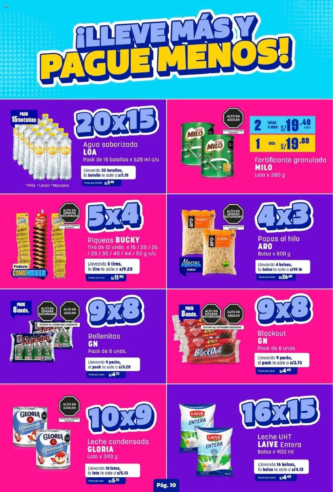 Catálogo Makro válido desde 09.10.2025 | Página: 12 | Productos: Leche, Piña, Papas, Bolsa