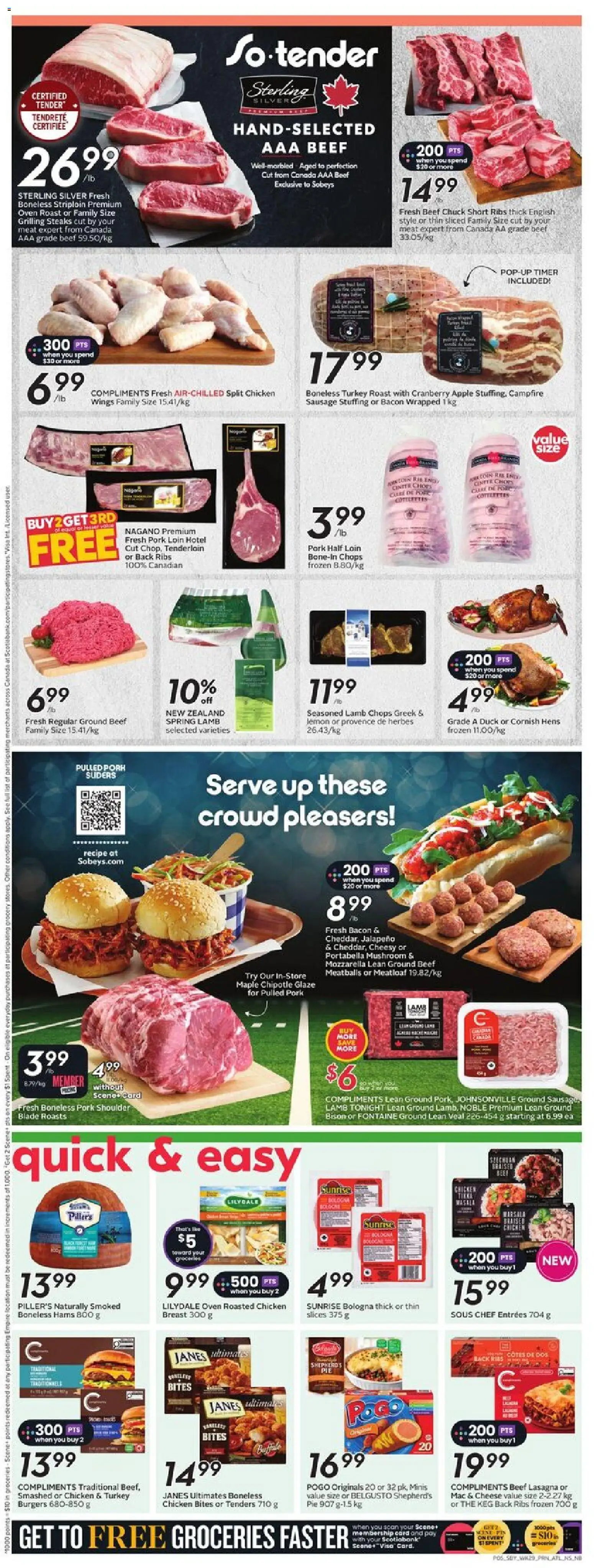 Sobeys flyer valid from 13.11.2025 | Page: 8 | Products: Turkey, Oven, Chicken, Pork