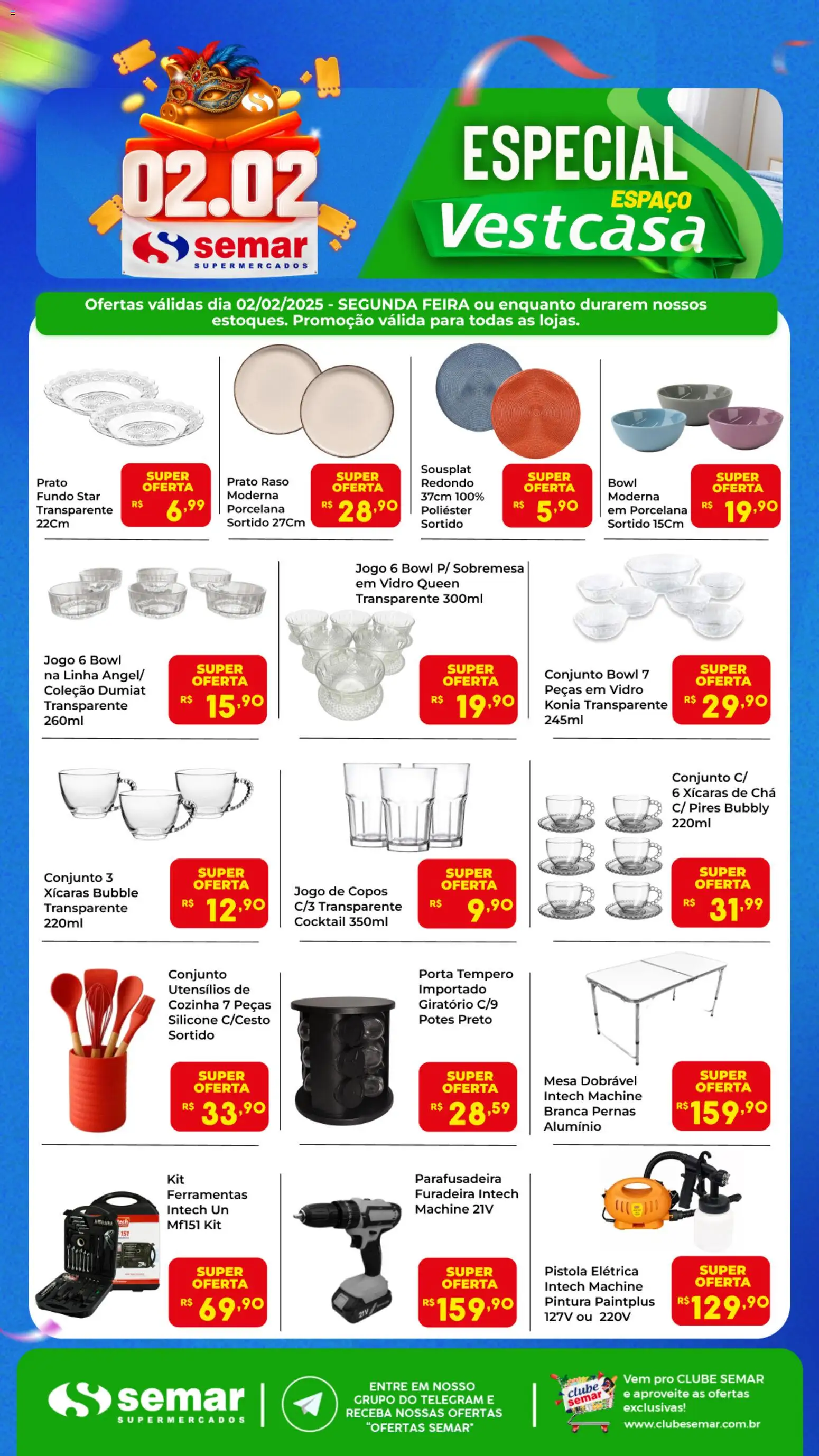 Semar Supermercado Folheto - válido de 02.02.2026 | Página: 1 | Produtos: Porta, Furadeira, Xícaras, Parafusadeira