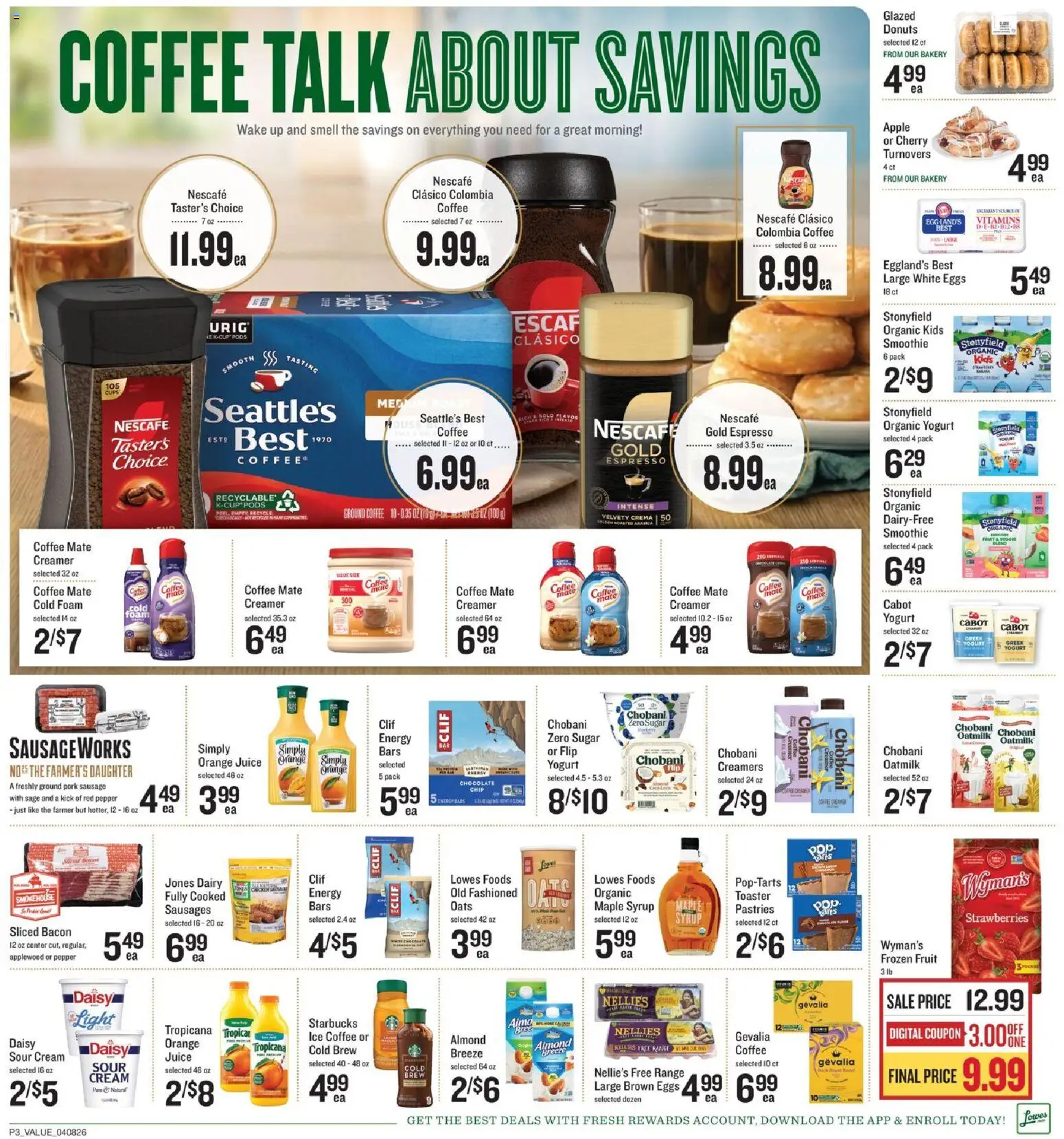 Lowes Foods Weekly Ad - NC - valid from 08.04.2026 | Page: 3 | Products: Toaster, Chocolate, Pork, Cream