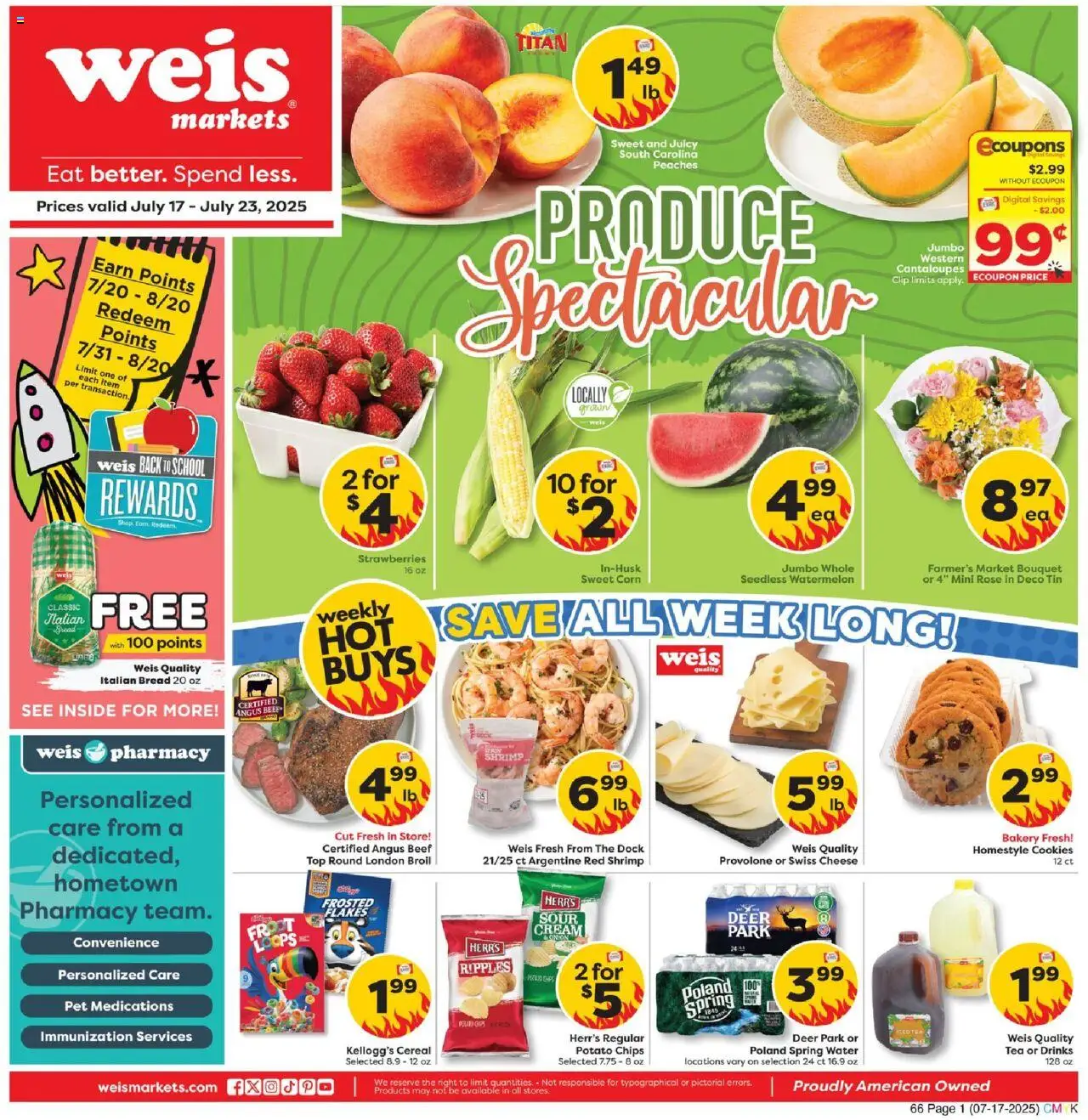 Weis Weekly Circular - NJ - valid from 17.07.2025 | Page: 1 | Products: Corn, Clip, Beef, Strawberries
