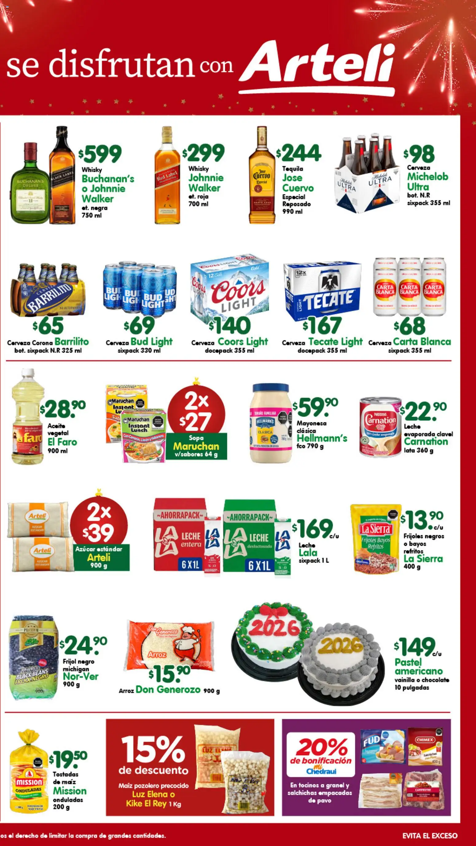 Nuevas ofertas de Arteli válidas en toda la República Mexicana desde el 29.12.2025. ¡Encuentra las mejores ofertas en Arteli folleto Tuxpan! | Página: 2 | Productos: Leche, Aceite, Chocolate, Whisky