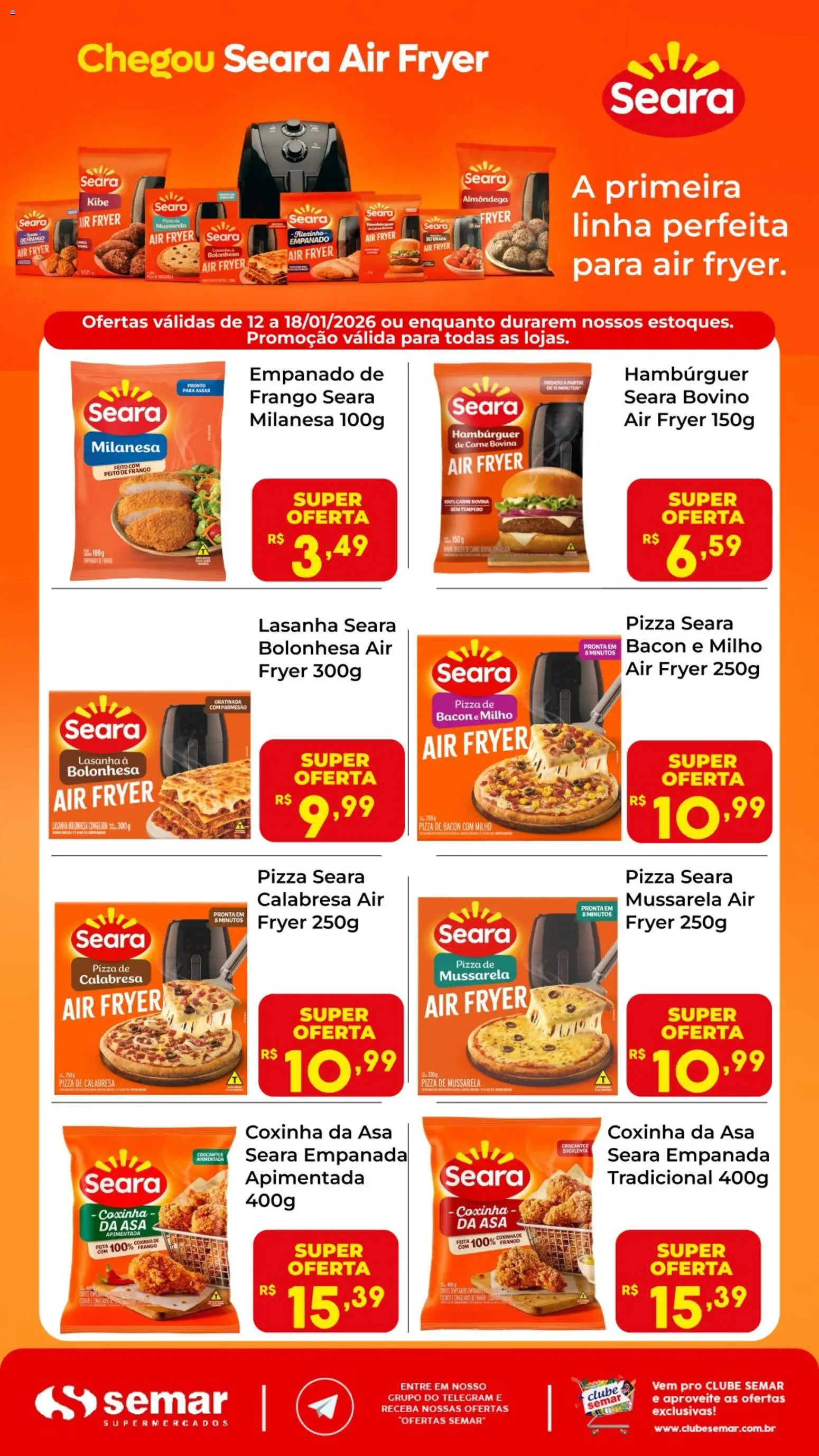 Semar Supermercado Folheto - válido de 12.01.2026 | Página: 1 | Produtos: Pizza, Hambúrguer, Lasanha, Mussarela