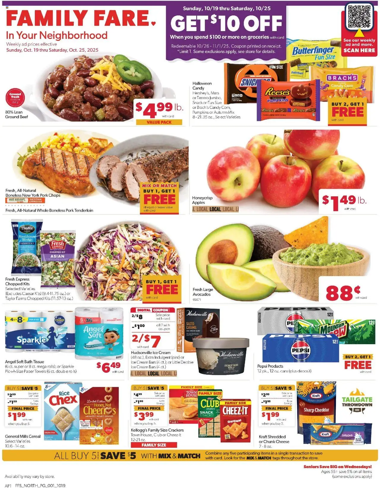 Family Fare Weekly Ad - MI - valid from 19.10.2025 | Page: 1 | Products: Bath, Cheese, Pork, Cream