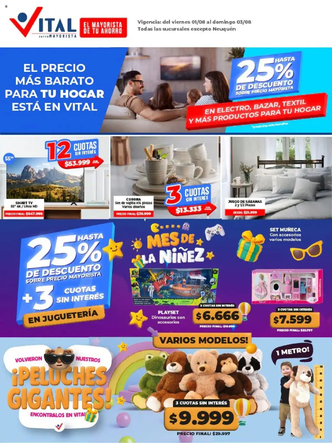 Vital - Ofertas fin de semana Nonfood - excepto Neuquén │ válido desde el 01.08.2025 | Página: 1 | Productos: Sabanas, Sobre