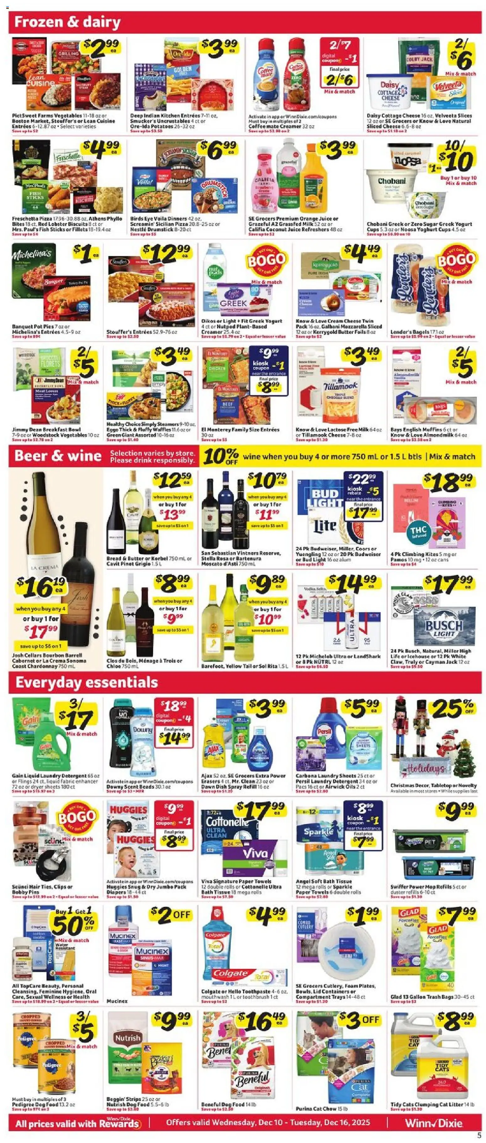 Winn Dixie Weekly Circular - FL - valid from 10.12.2025 | Page: 5 | Products: Yogurt, Bread, Fish, Cottage cheese