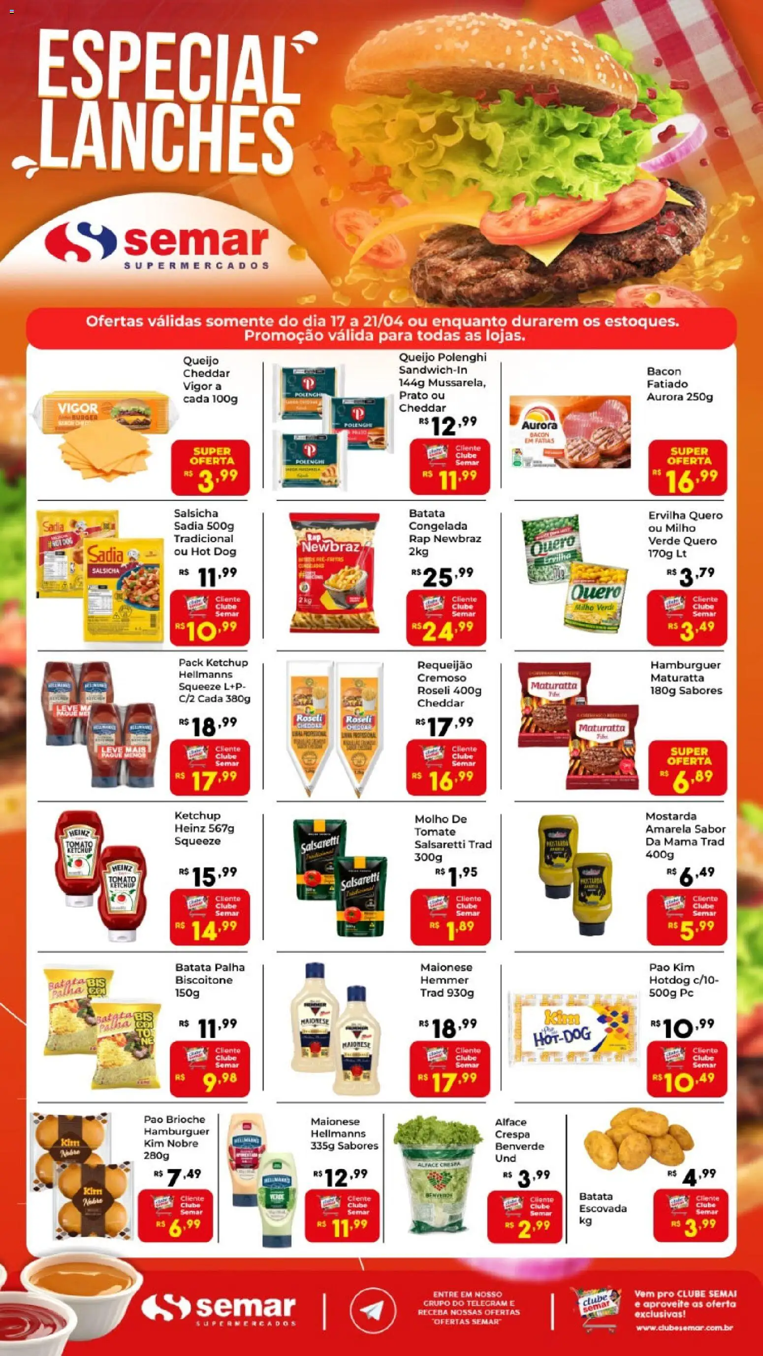 Semar Supermercado Folheto - válido de 17.04.2026 | Página: 1 | Produtos: Ervilha, Queijo, Hambúrguer, Batata