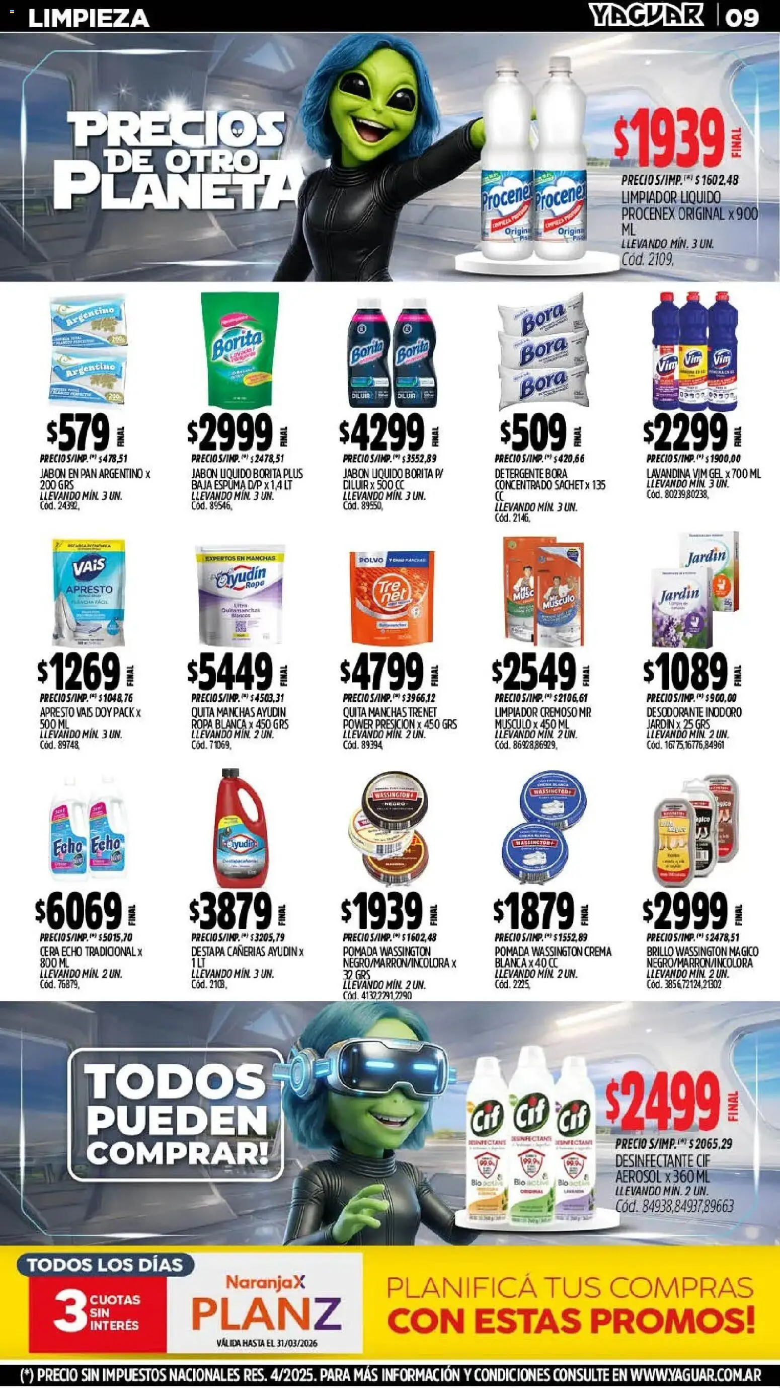 Yaguar - Oferta Semanal Salta │ válido desde el 02.03.2026 | Página: 9 | Productos: Desinfectante, Inodoro, Brillo, Quitamanchas