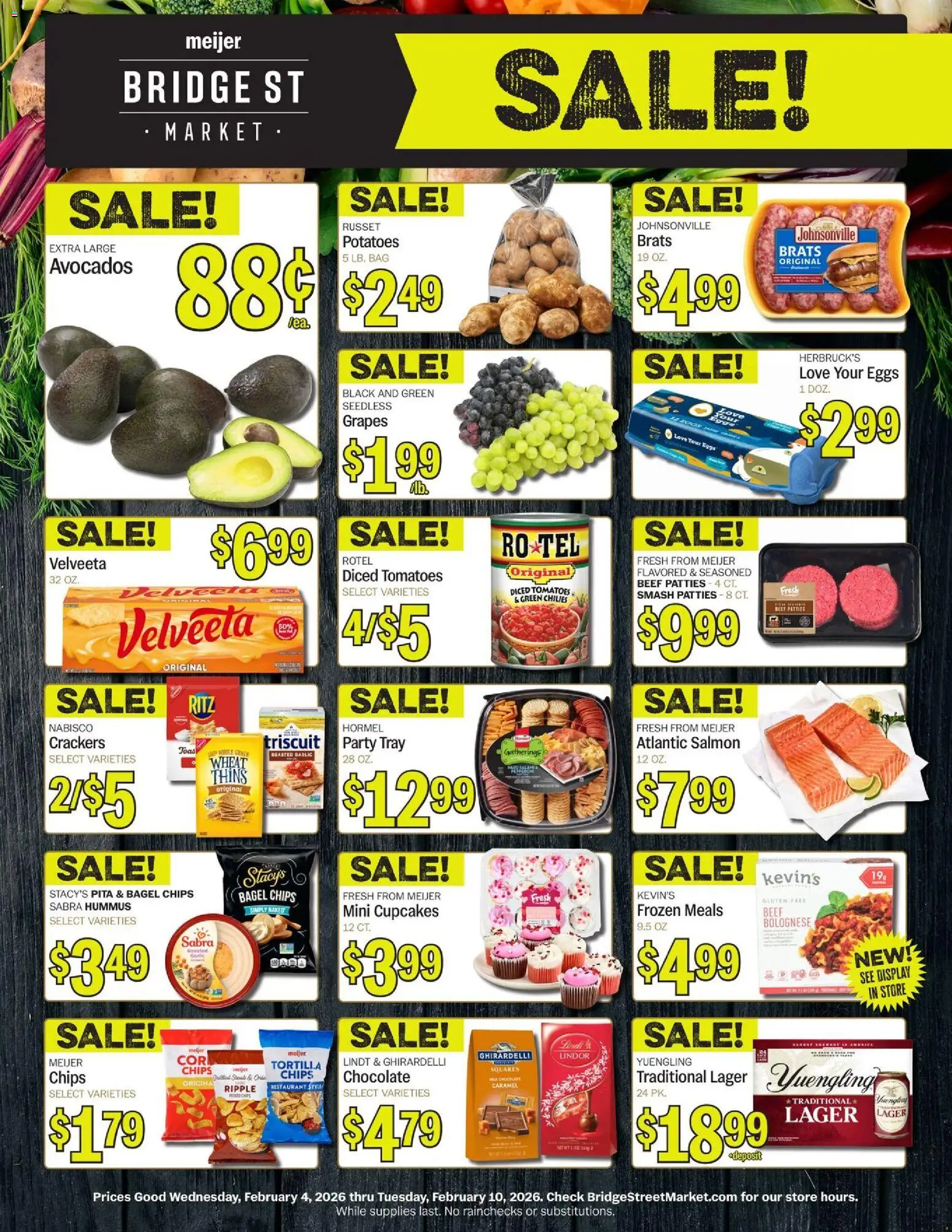 Meijer Bridge Street Market - valid from 04.02.2026 | Page: 1 | Products: Tomatoes, Chips, Potatoes, Bag