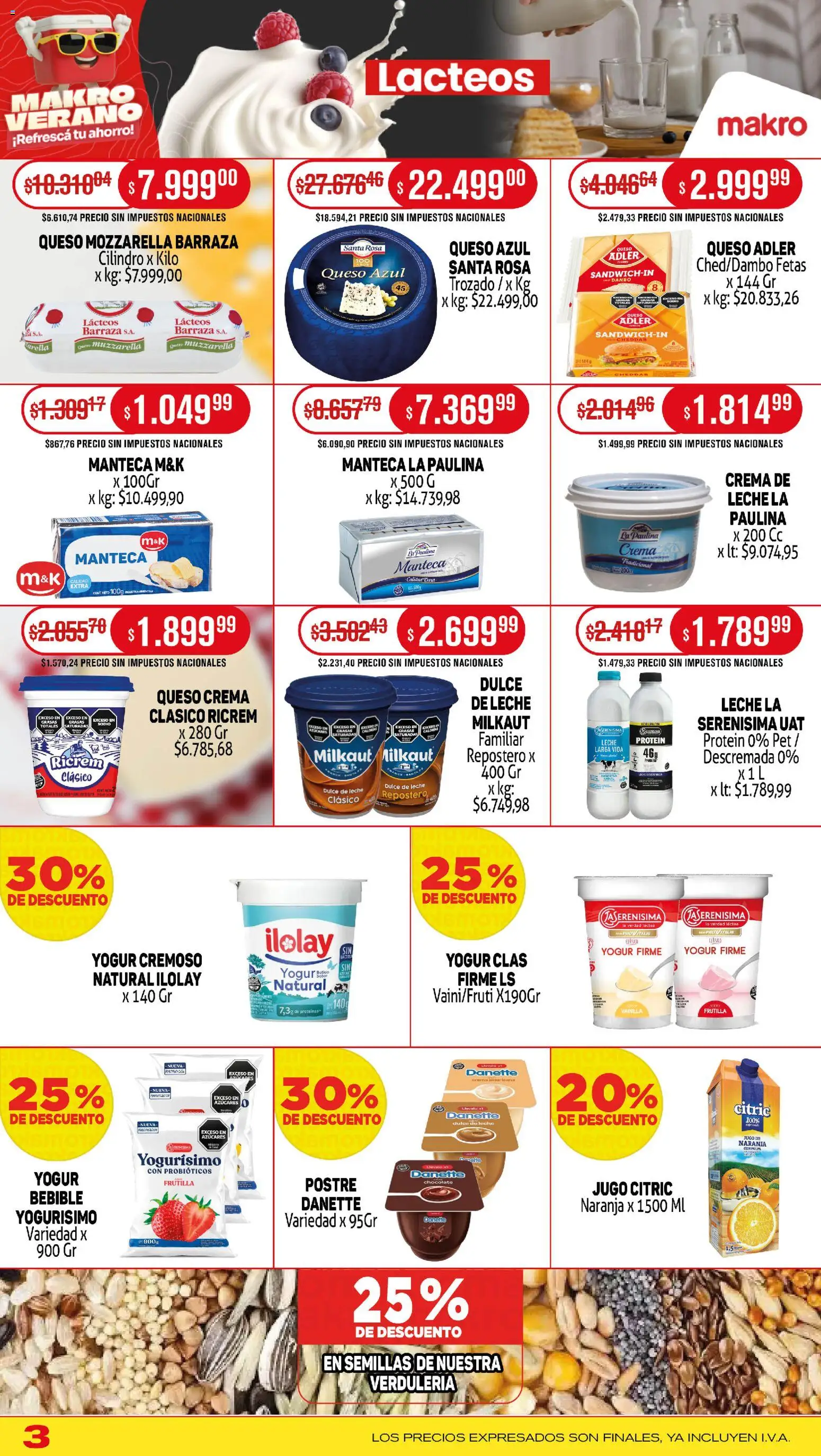 Makro ofertas │ válido desde el 02.01.2026 | Página: 3 | Productos: Frutilla, Queso crema, Manteca, Jugo