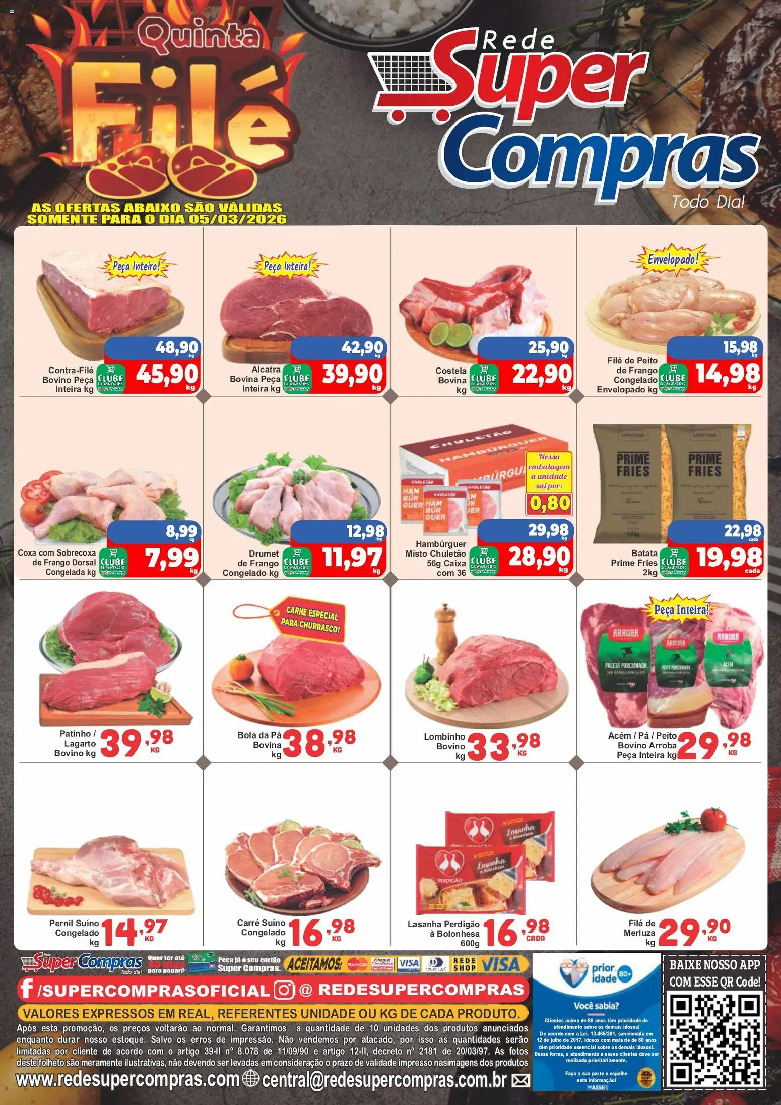 Rede Super Compras Folheto - válido de 05.03.2026 | Página: 1 | Produtos: Faca, Carne, Chuletão, Batata