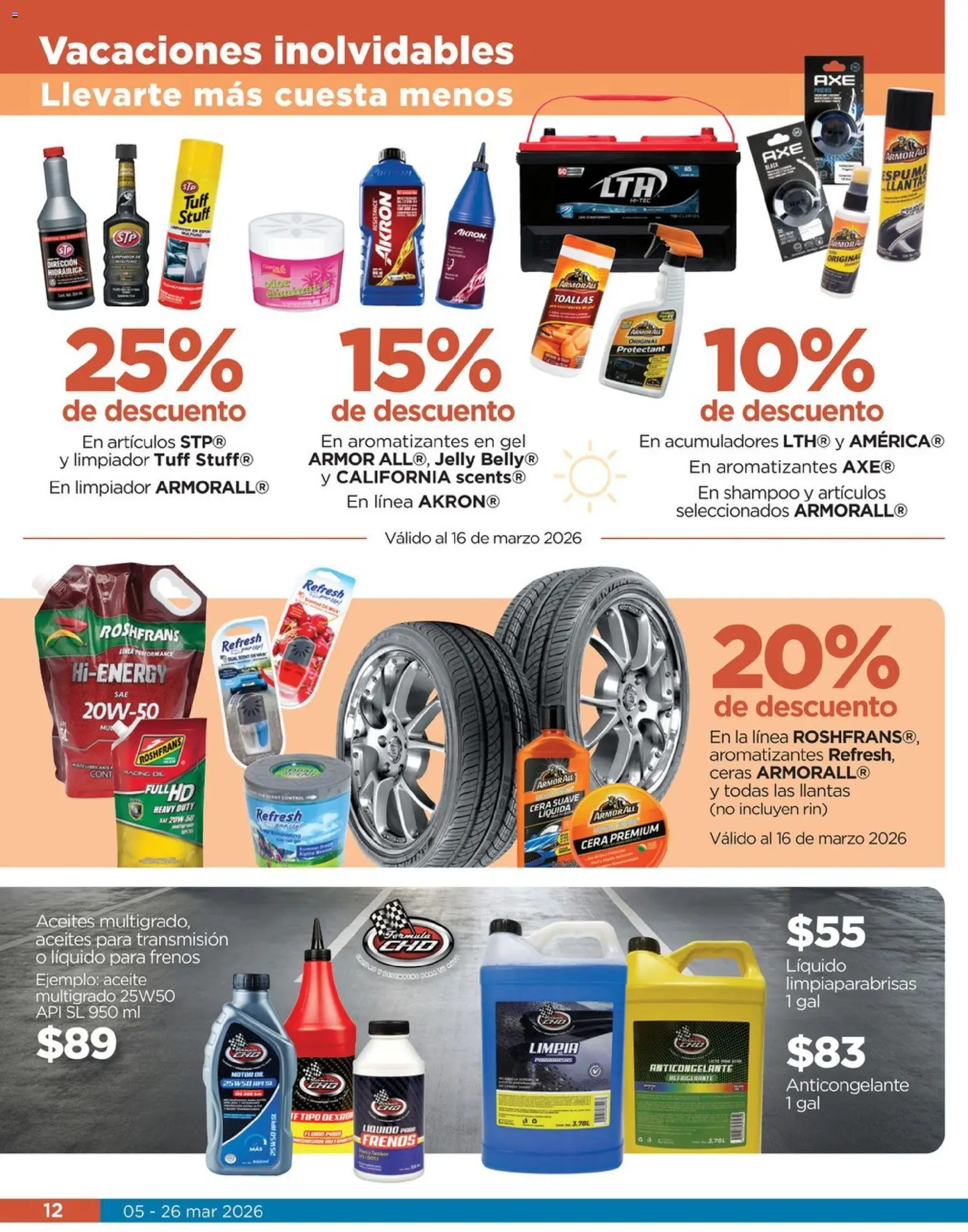 Nuevas ofertas de Chedraui válidas en toda la República Mexicana desde el 05.03.2026. ¡Encuentra las mejores ofertas en Chedraui folleto! | Página: 12 | Productos: Aceite, Cera, Limpiador, Toallas