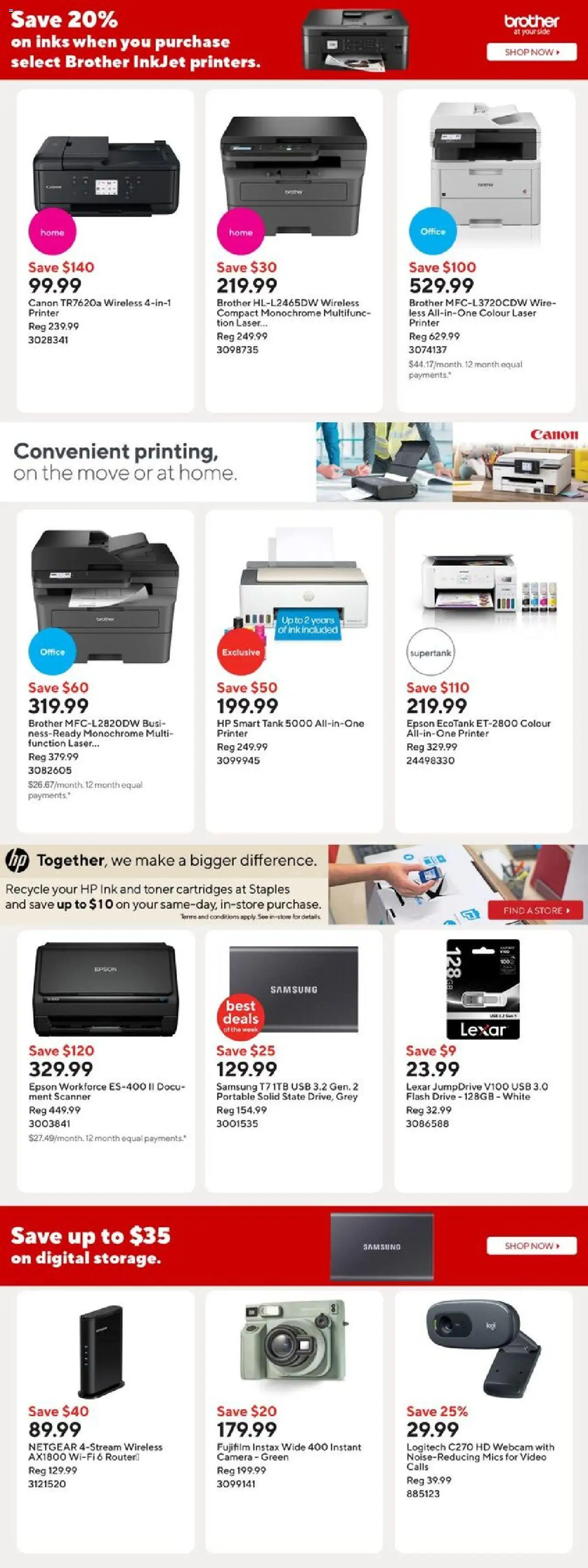 Staples flyer valid from 10.10.2025 | Page: 9 | Products: Printer, Video, Camera, Toner