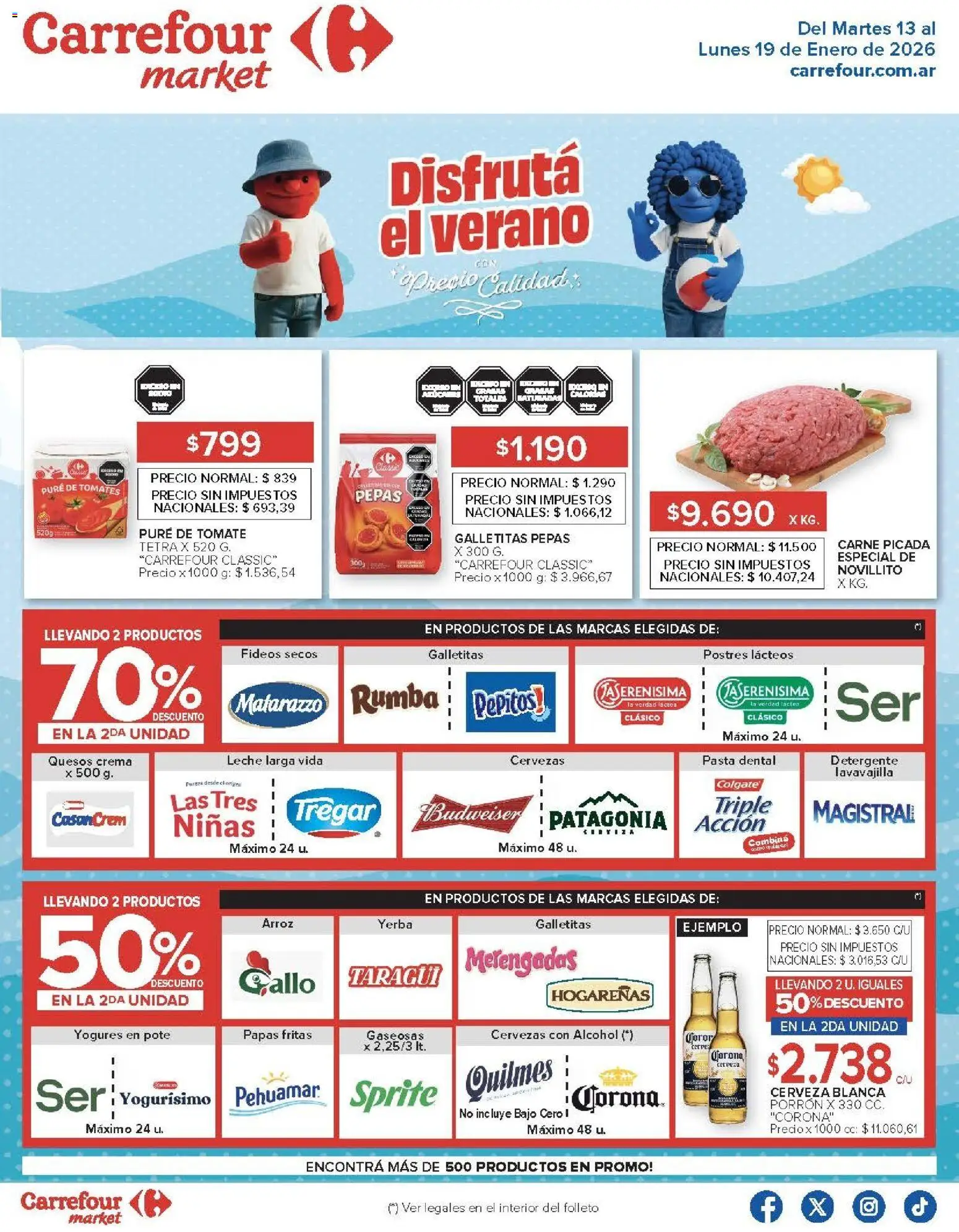 Carrefour Market catálogo │ válido desde el 13.01.2026 | Página: 1 | Productos: Pasta dental, Yogur, Fideos, Crema