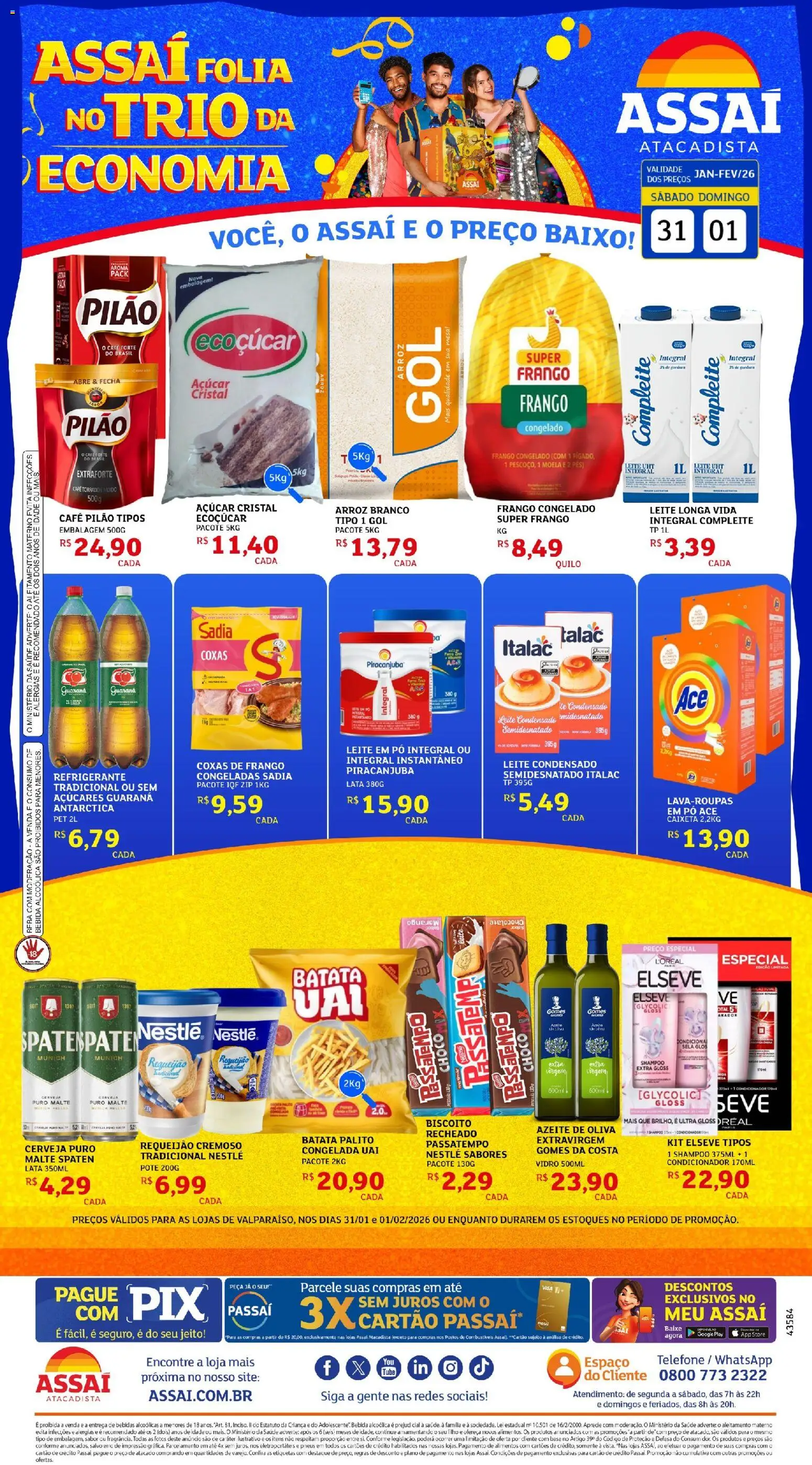 Assaí Atacadista Folheto - válido de 31.01.2026 | Página: 1 | Produtos: Pó, Leite, Azeite, Requeijão