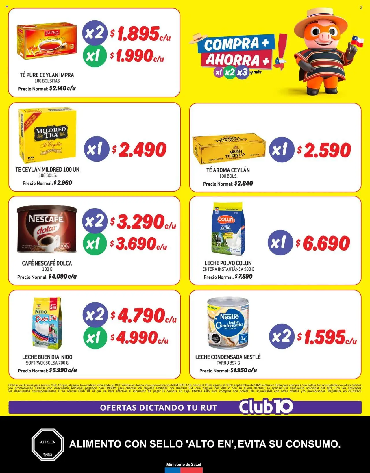 Mayorista 10 Ofertas │ válido desde el 20.08.2025 | Página: 2 | Productos: Bolsa, Polvo, Leche, Té