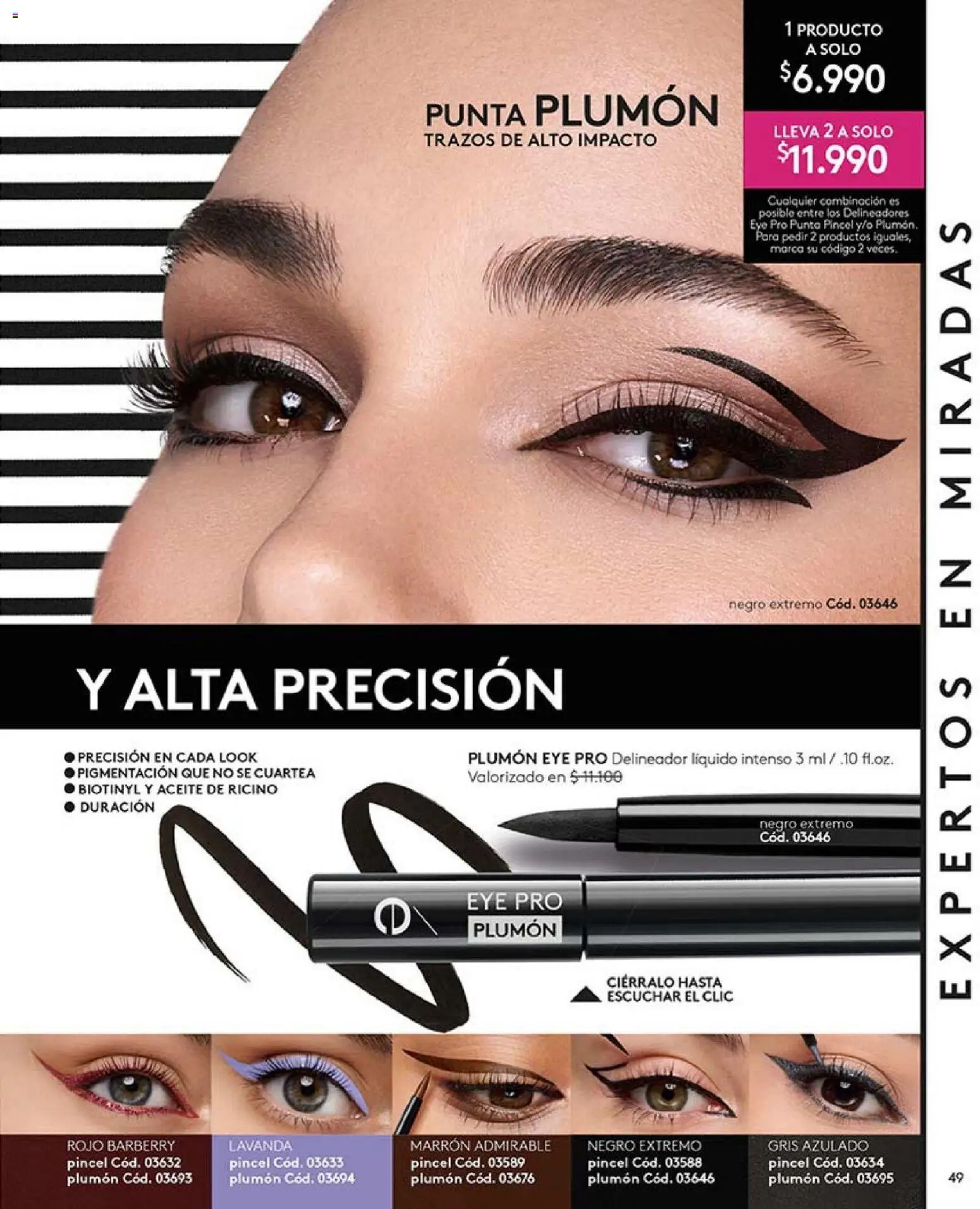 Catálogo Ésika Campaña 1 │ válido desde el 01.01.2026 | Página: 49 | Productos: Delineador, Plumón, Aceite, Pincel